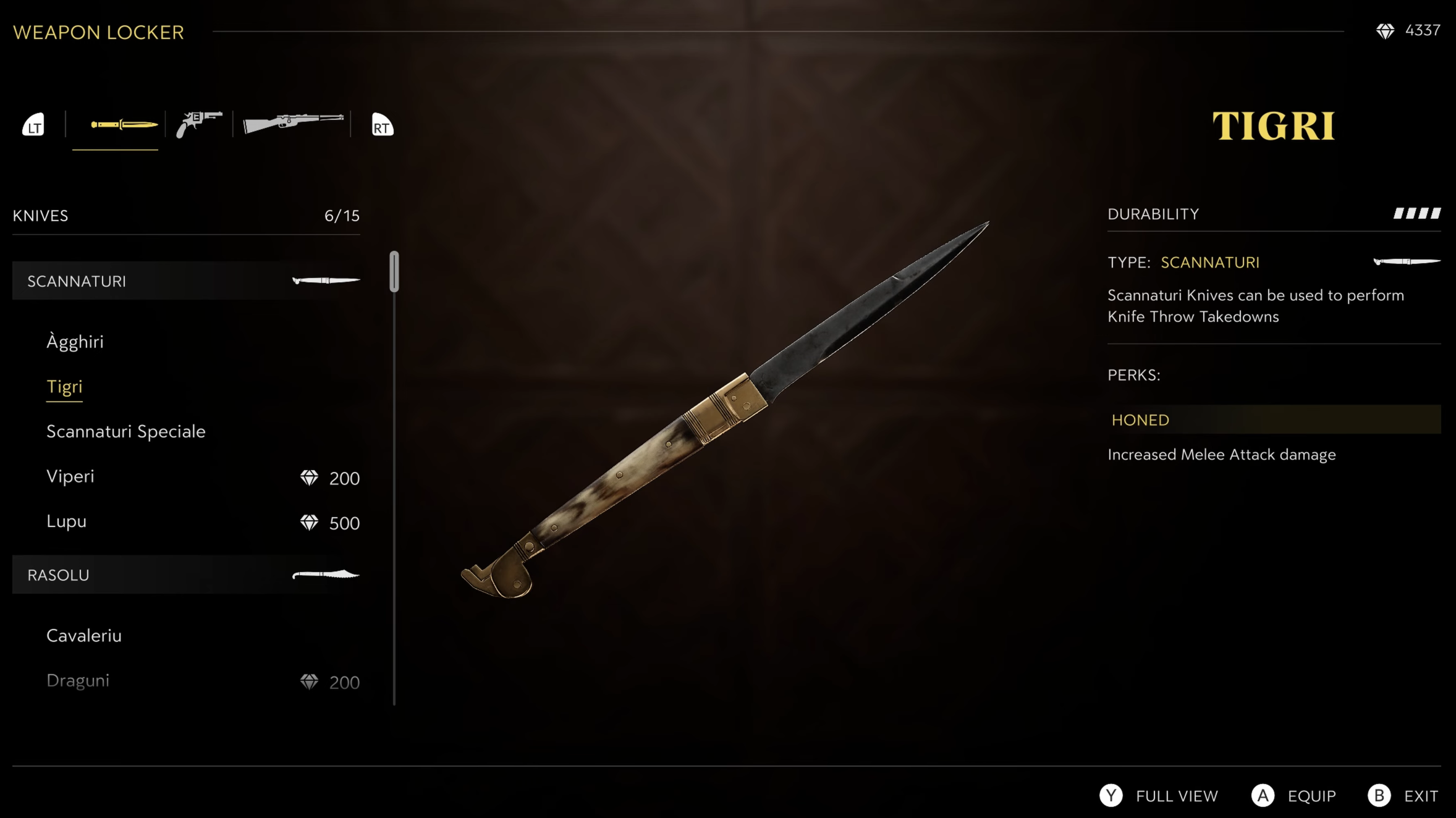 Use the Scannaturi type of knife to unlock the throw special ability (Image via 2K Games)