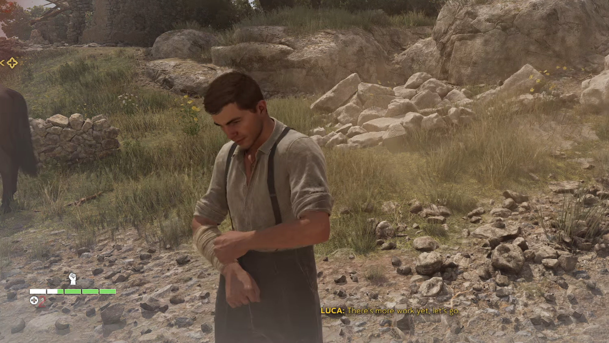 Use bandages to heal in Mafia The Old Country (Image via 2K Games)