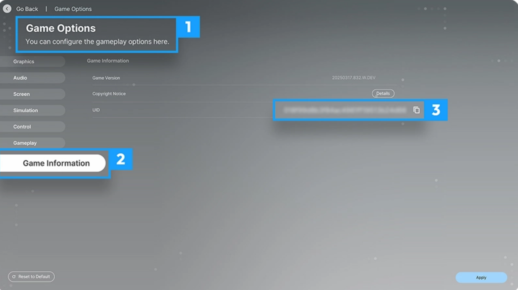 Locate your UID from the 'Game Information' in-game (Image via Krafton)