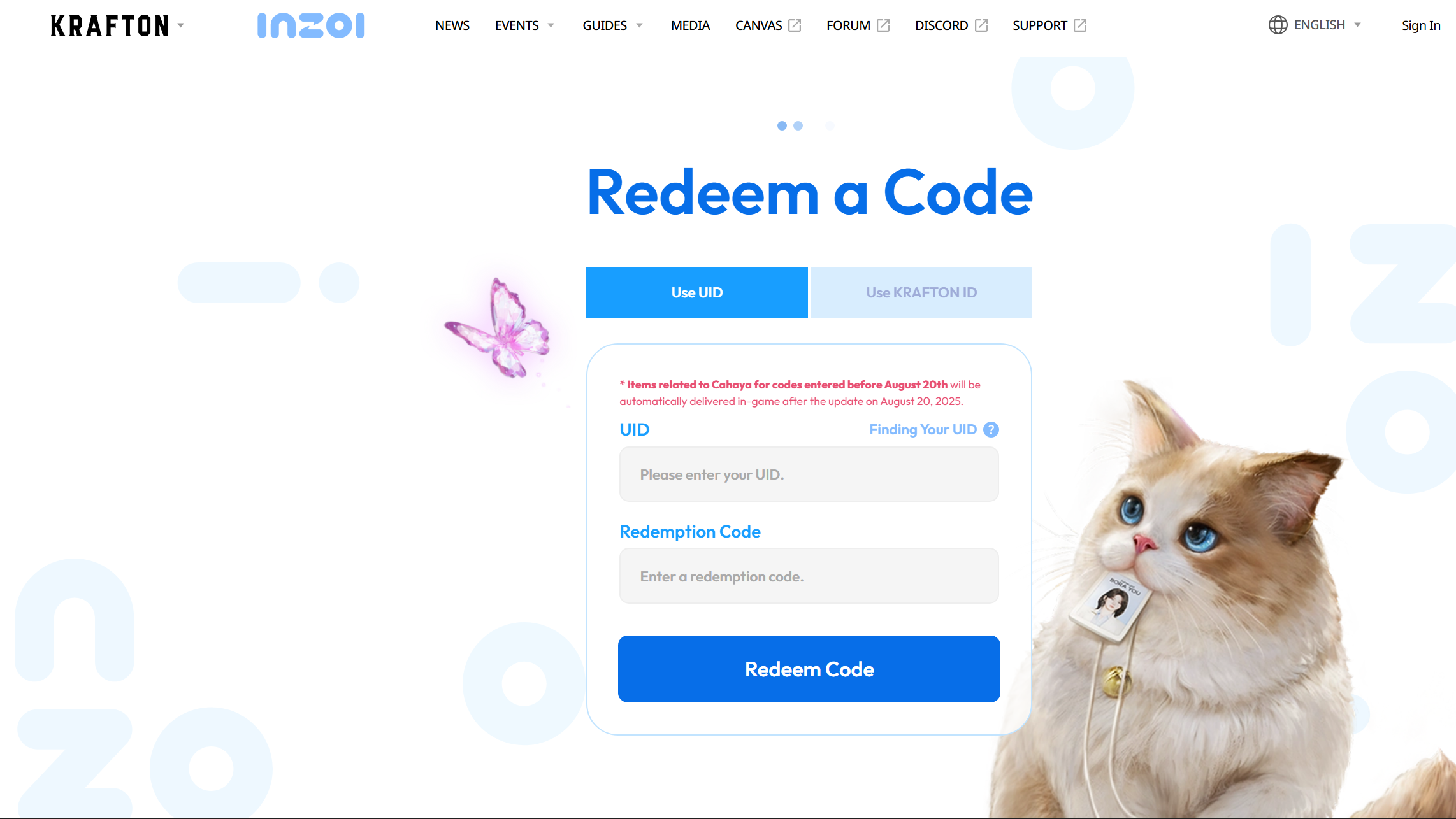 Redeem a code in InZOI with your UID (Image via Krafton)
