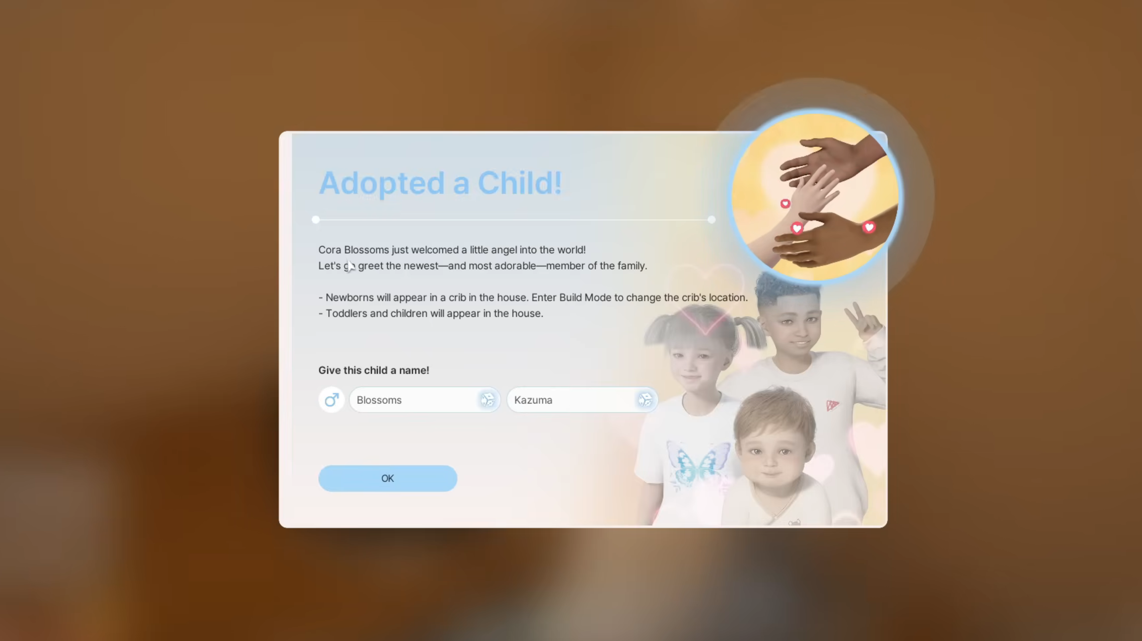 You have successfully adopted a baby (Image via Krafton)