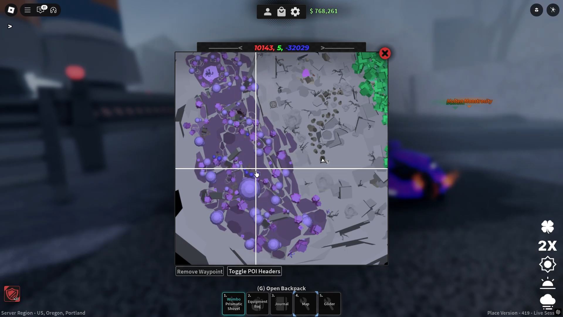 Supernova Shovel Location in Celestial Highlands (Image via Roblox)