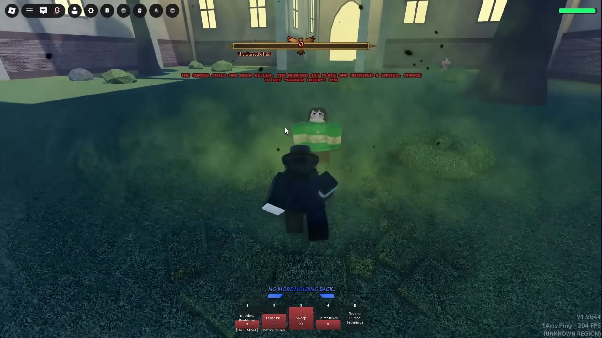 The Cursed Child Defeated (Image via Roblox)