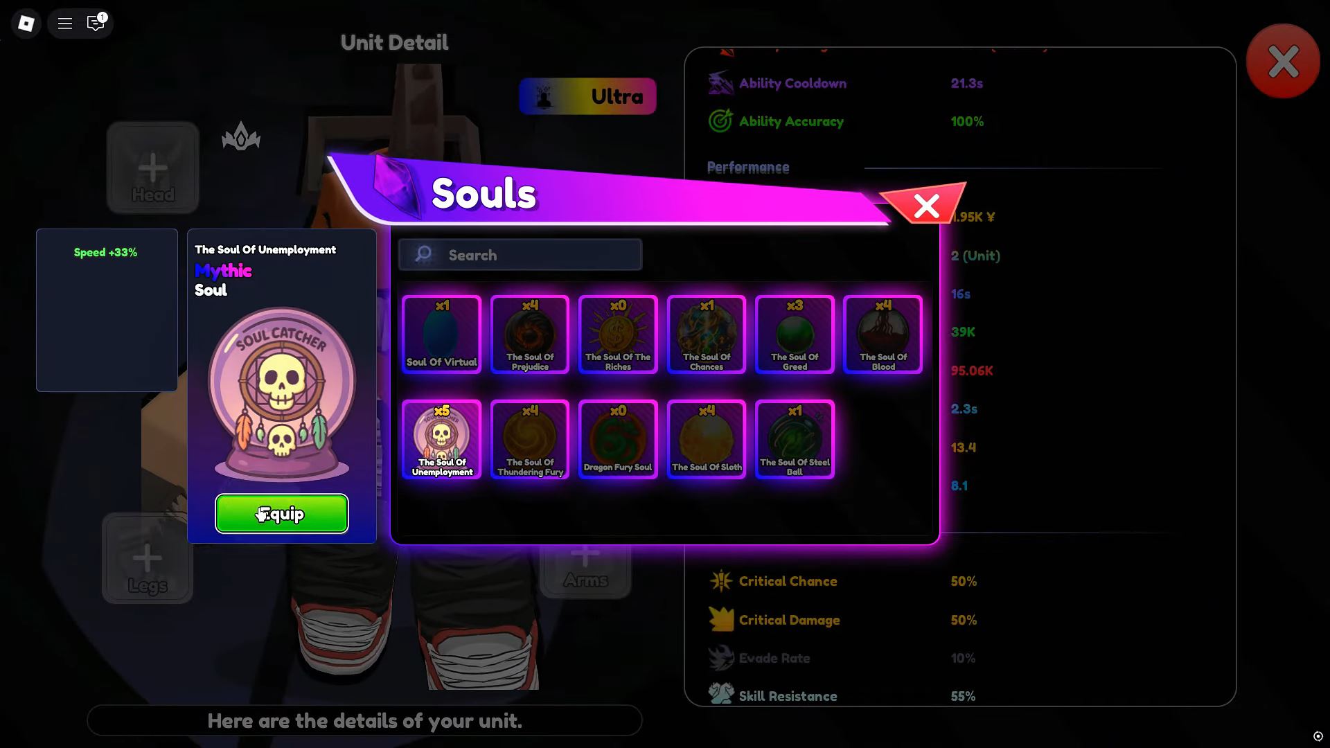 The Soul of Unemployment in Anime Ranger X (Image via Roblox Corporation)
