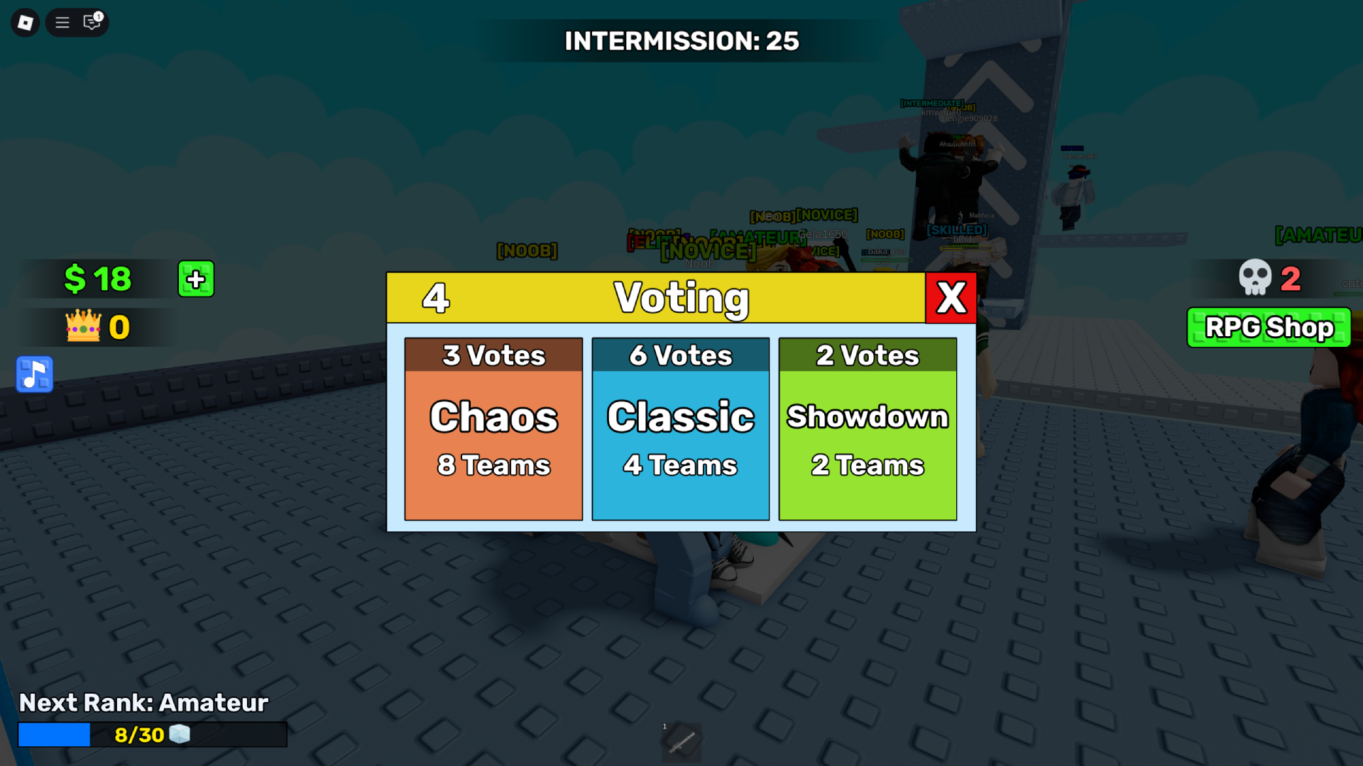 The game has 3 different modes (Image via Roblox Corporation)