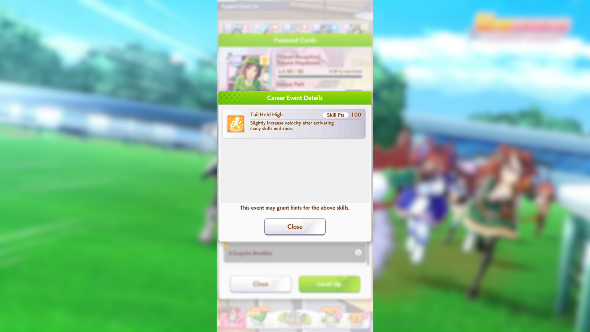 The skill description for Tail Held High (Image via Cygames Inc.)
