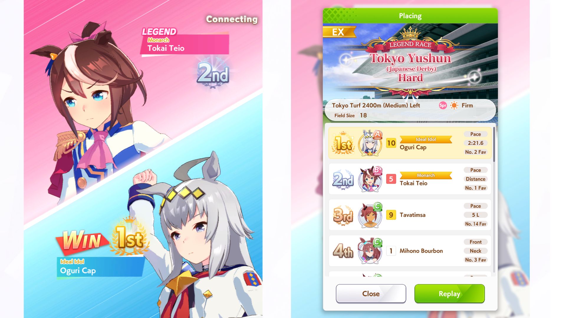 Defeating Tokai Teio in her Legend Race