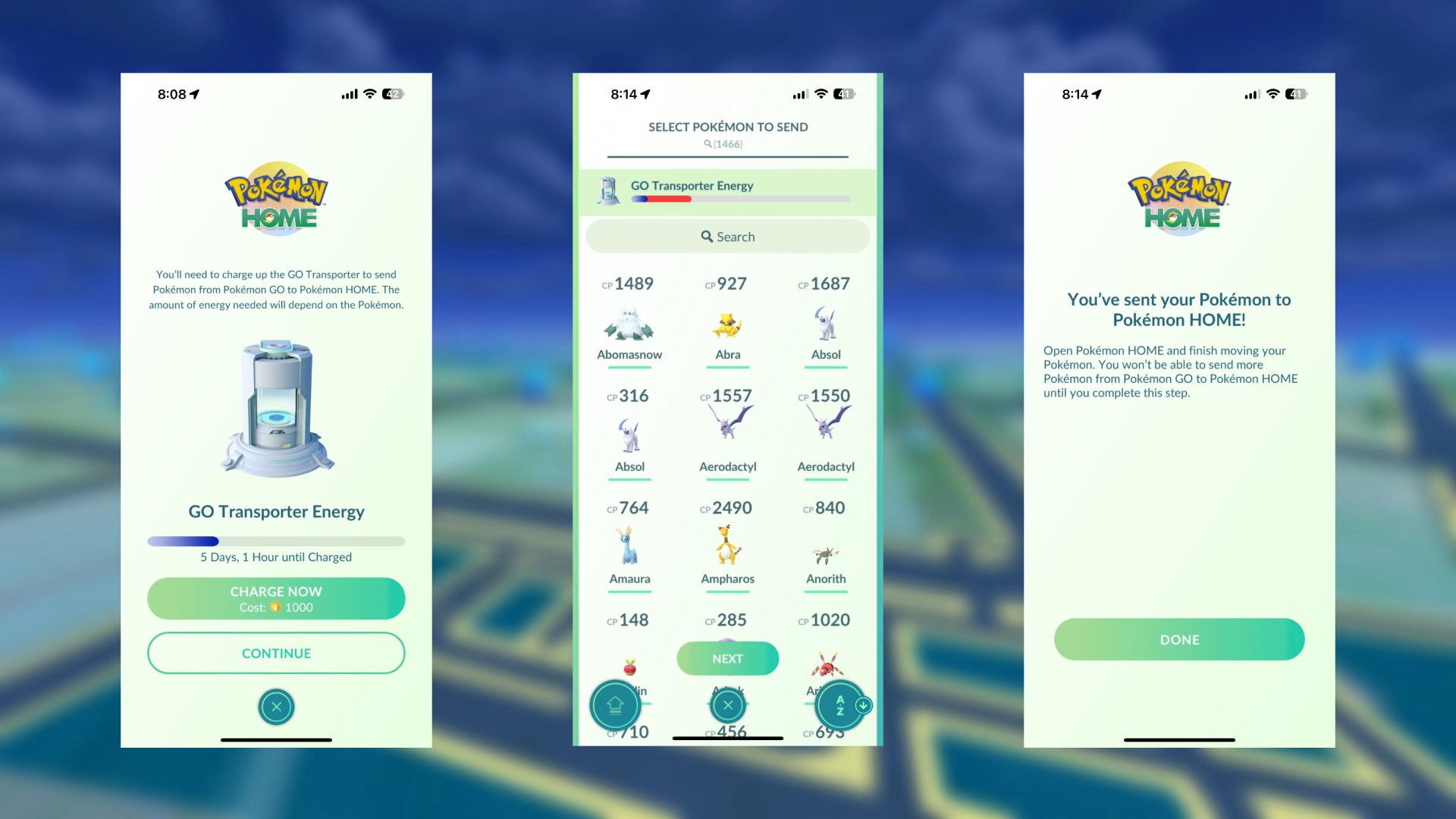Transfer From Pokemon GO to Pokemon HOME.