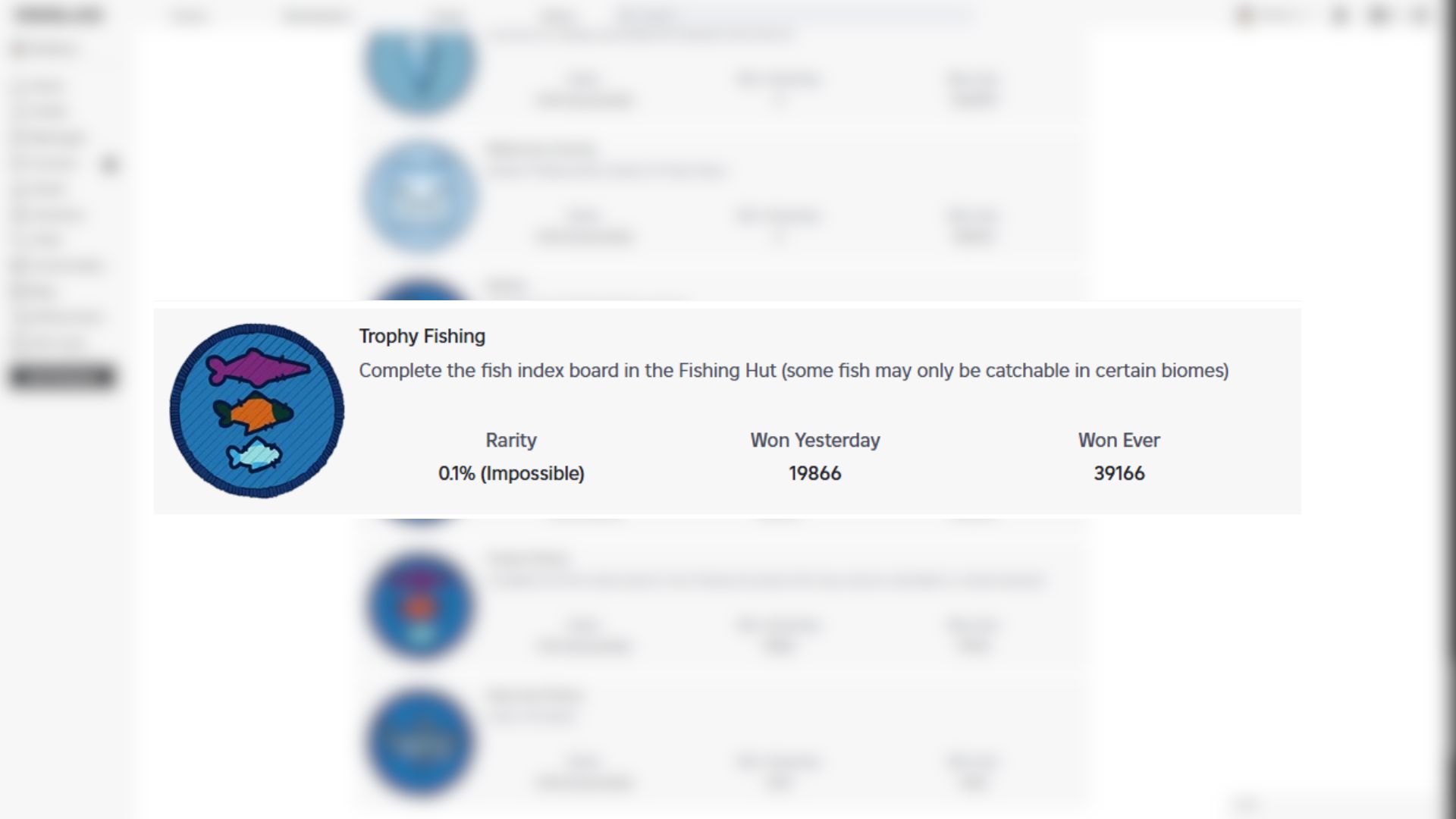 Trophy Fishing Badge in 99 Nights in the Forest (Image via Roblox)
