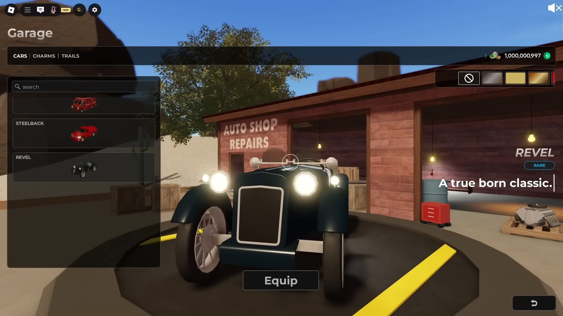 Unlock and Drive the Revel (Image via Roblox Corporation)