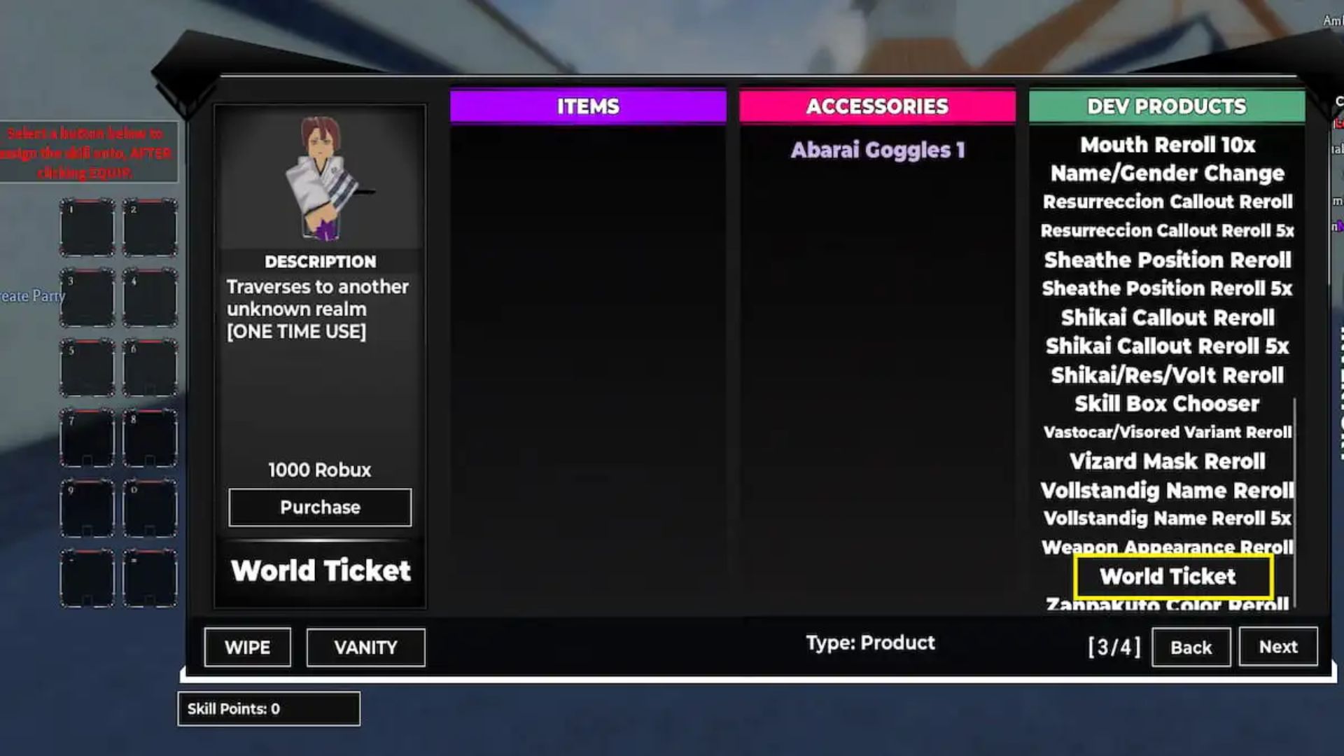 World Ticket in Type Soul Roblox