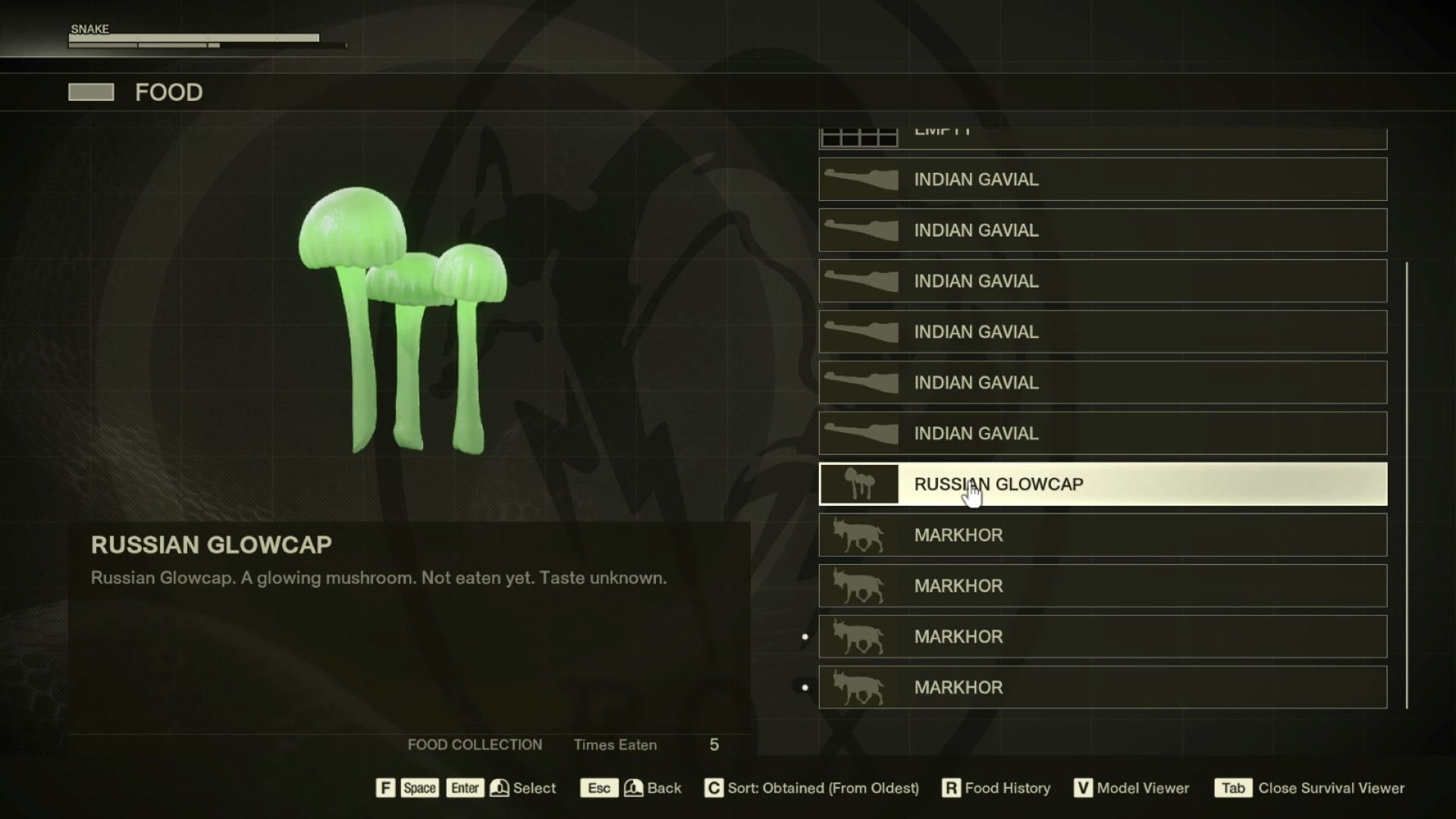 There are seven types of mushrooms in Snake Eater (Source: Konami)