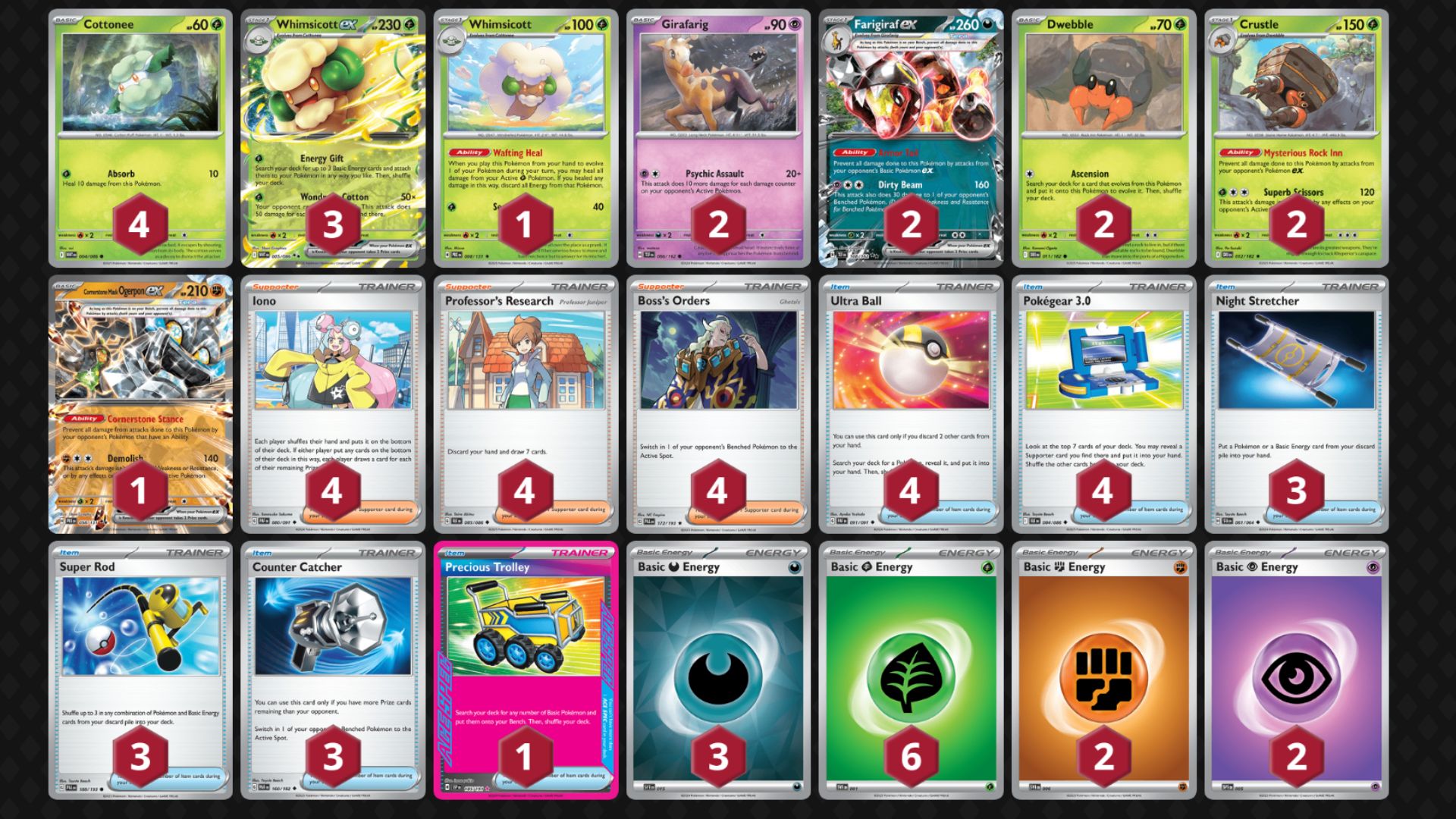 Whimsicott ex decklist (Image via TPC)