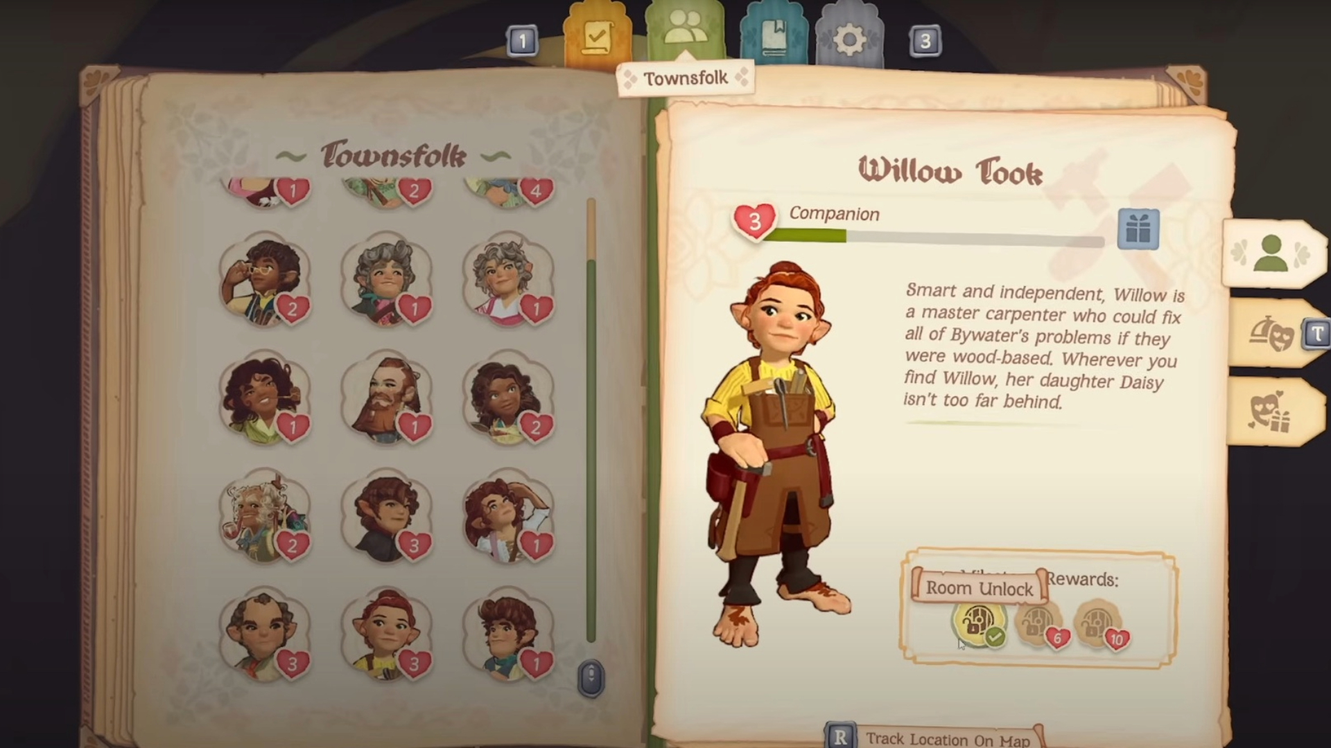 Willow Took is the NPC you want to impress to clear your front door
