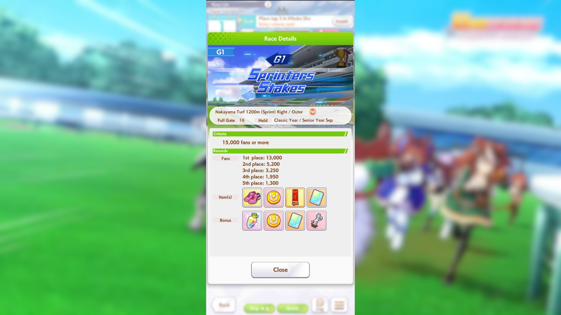 Win the Sprinters Stakes in Umamusume Pretty Derby (Image via Cygames Inc.)