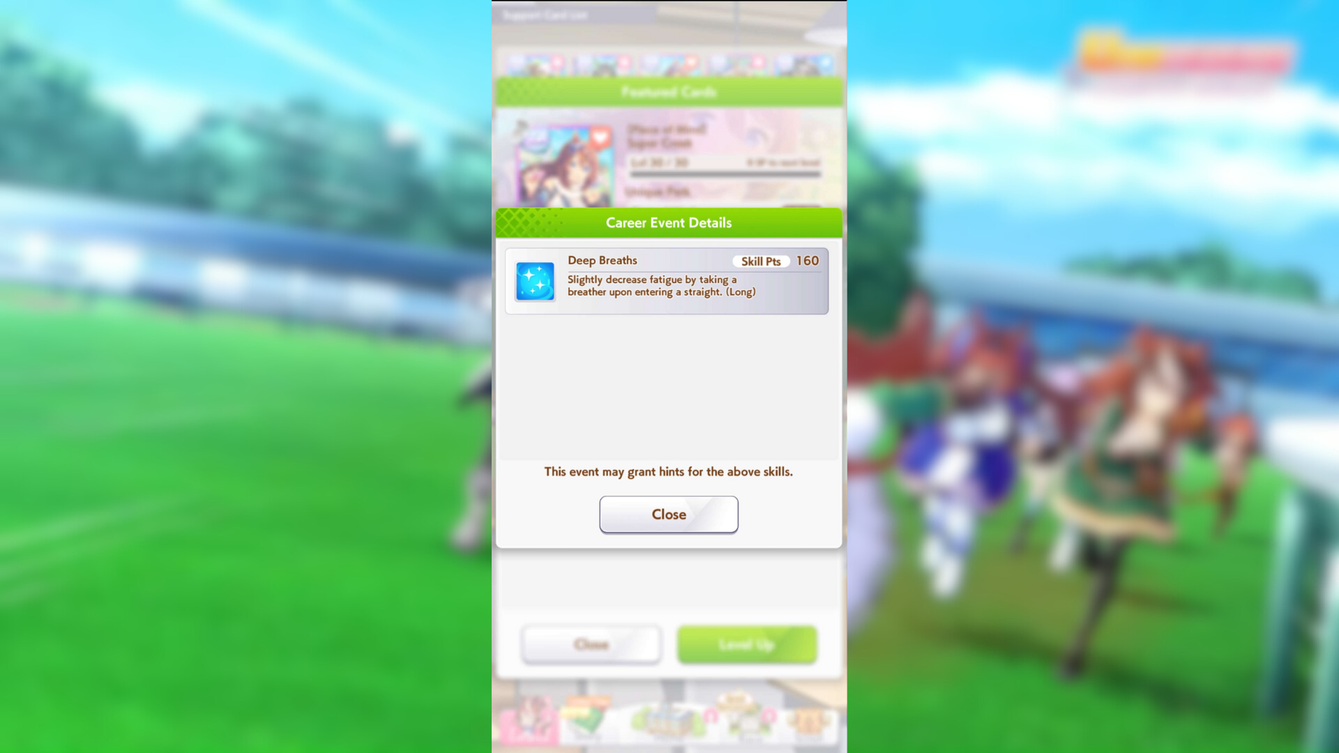 You can get Skill Hints from Leave It To Me To Be Considerate in Umamusume Pretty Derby (Image via Cygames Inc.)