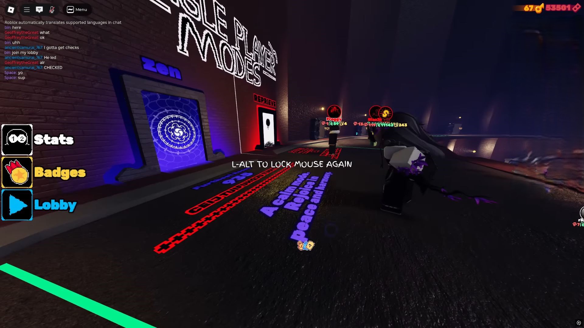Zen mode in Grace (Image via Roblox)