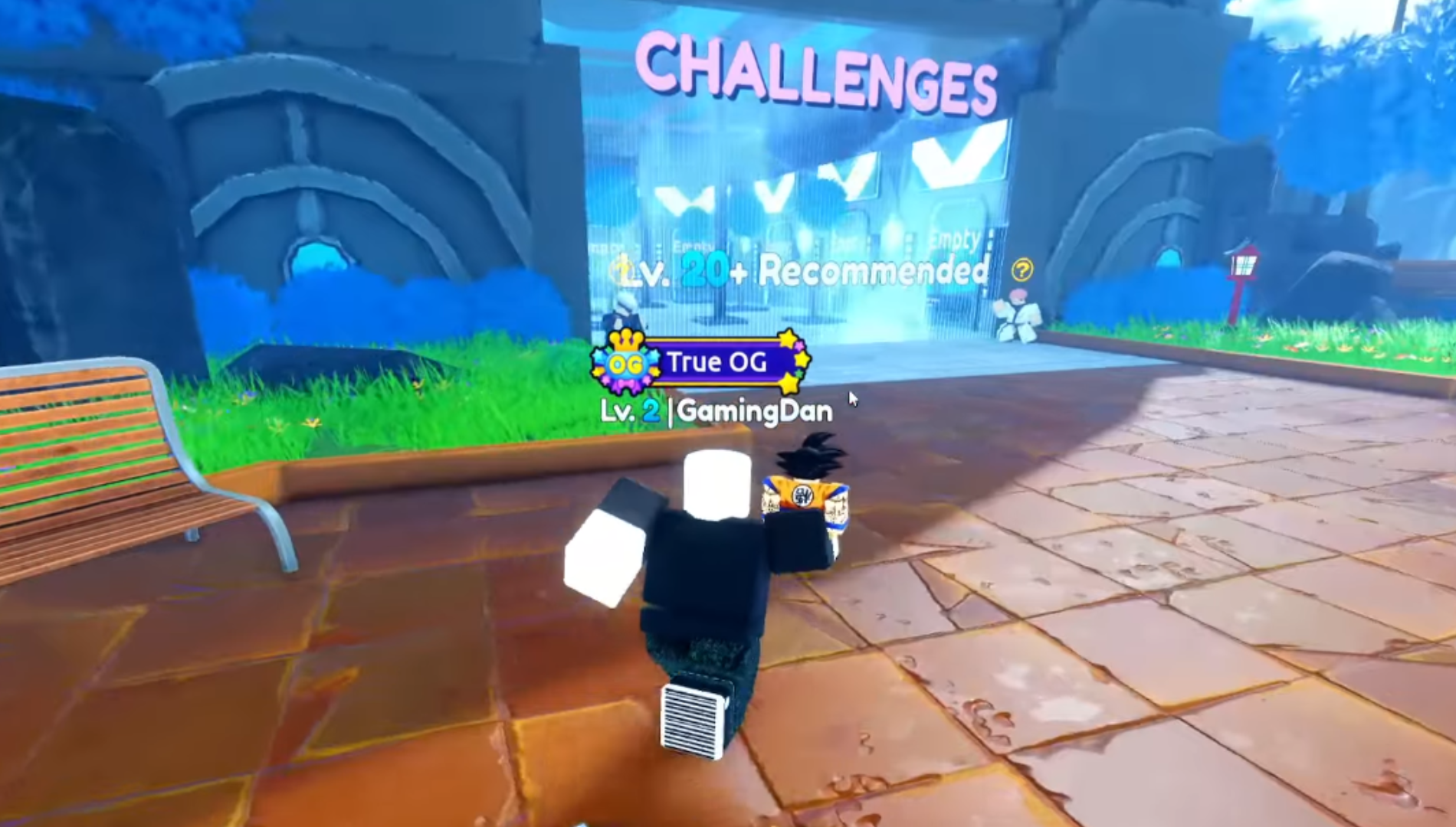 Roam the hub area to locate the various NPCs (Image via Top Down Games | Roblox)