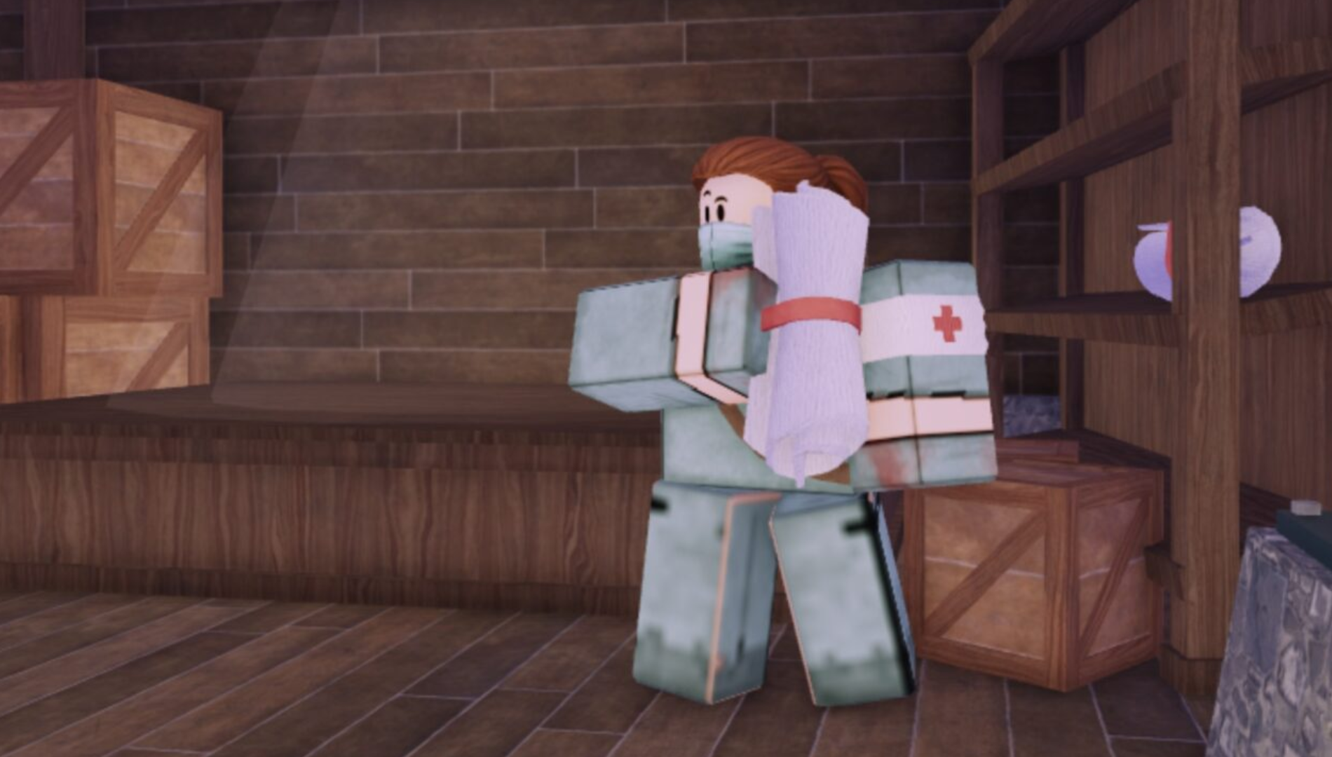 Use bandages and medkits to revive your teammates (Image via Grandma's Favourite Games | Roblox)