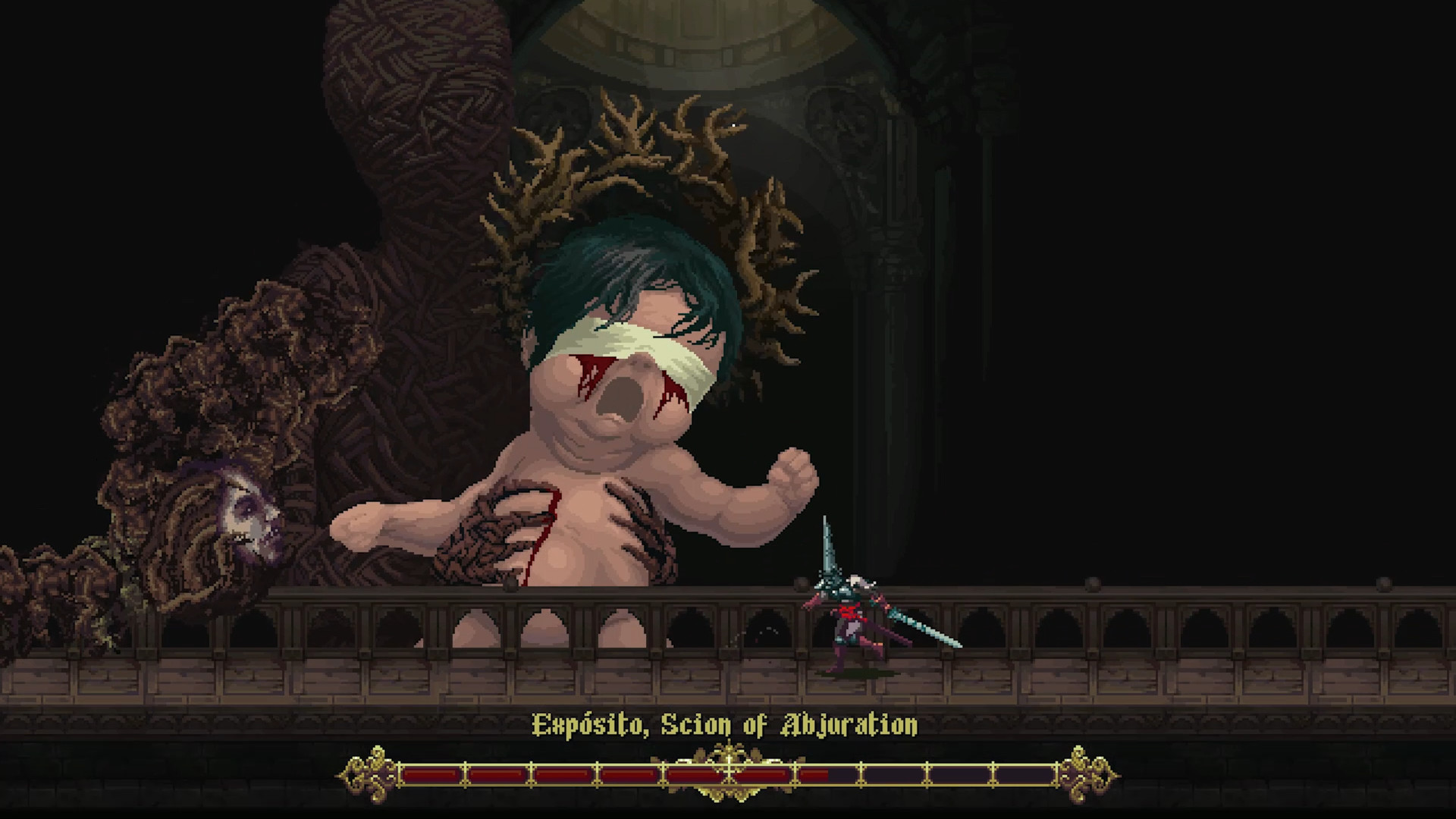 Expósito, Scion of Abjuration is the boss of the Sleeping Canvases level.