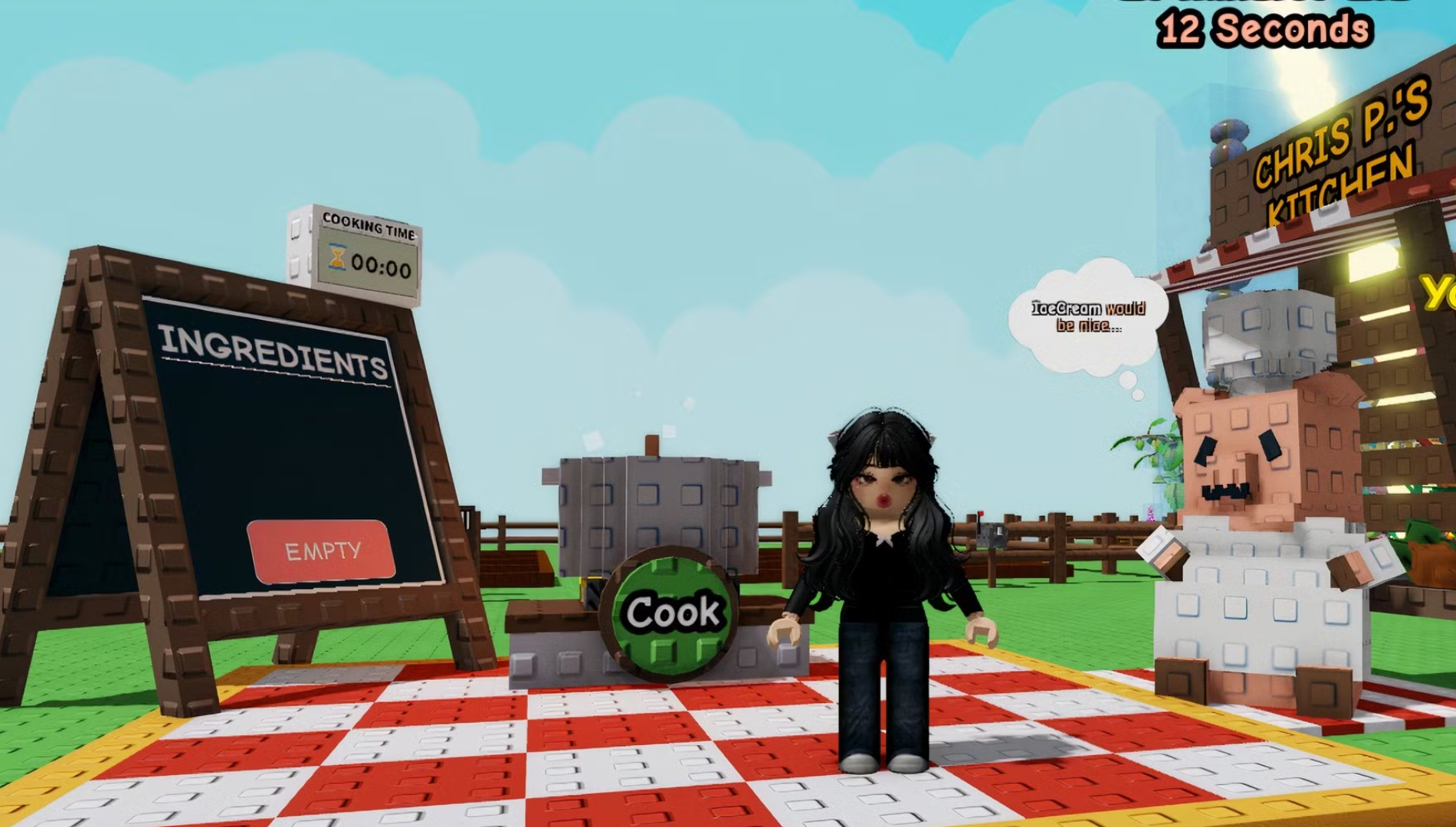 Feed the items to the Chris P. NPC (Image via The Garden Game | Roblox)
