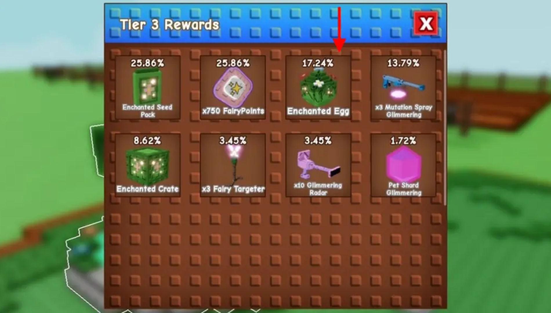 Get new pets via the Enchanted Egg (Image via The Garden Game | Roblox)