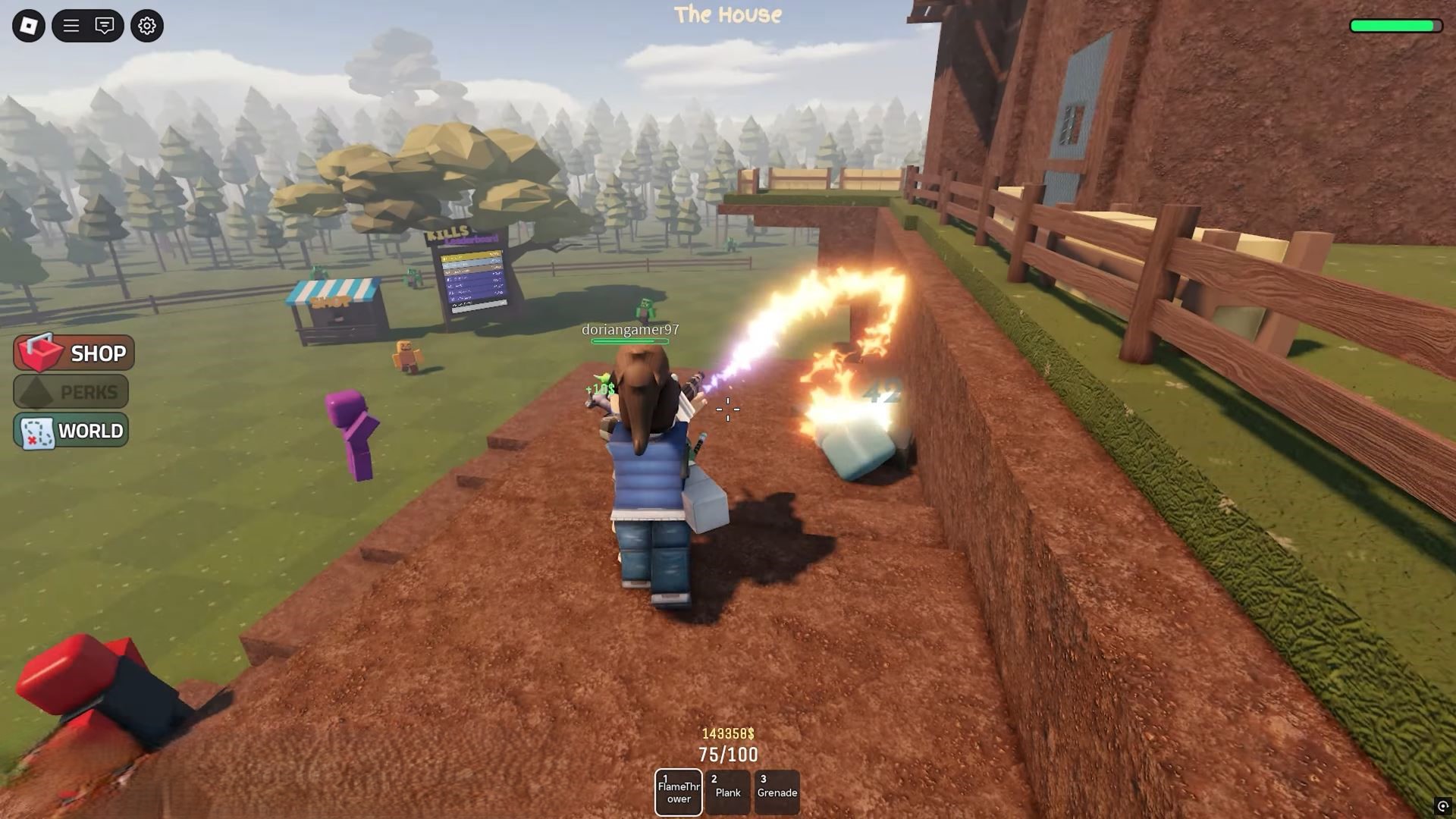 flamethrower in Protect the House from Monsters (Image via Roblox Corporation)