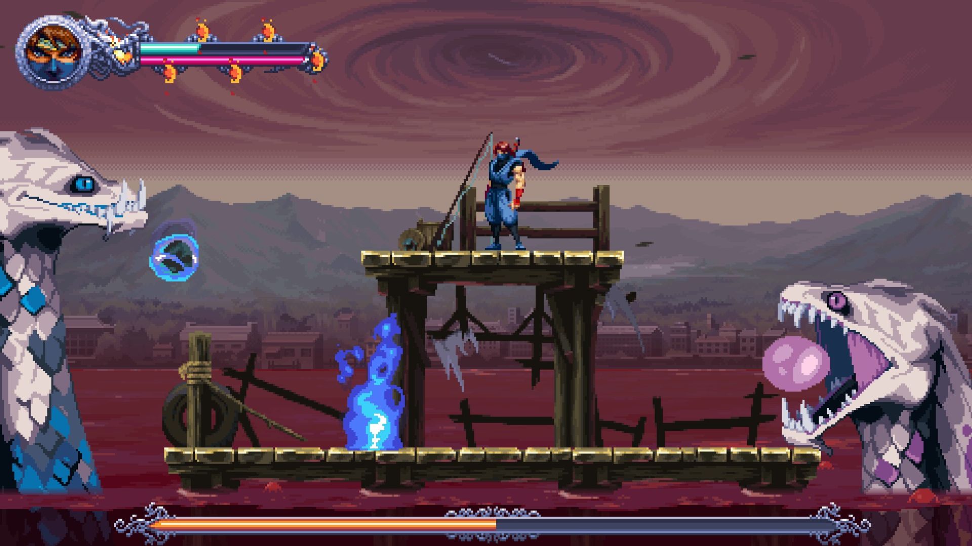 Ninja Gaiden Ragebound: Giant Eel Boss Guide (Source: Dotemu)
