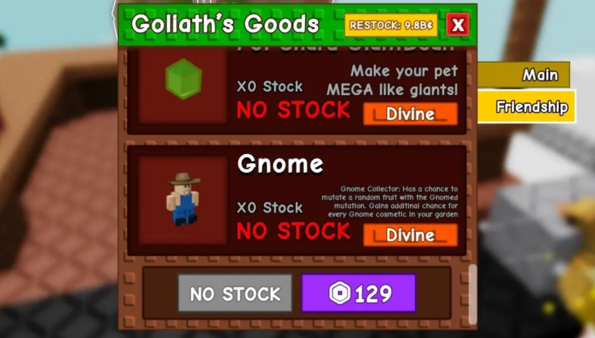You can unlock the Gnome Pet via the Goliath NPC (Image via The Garden Game | Roblox)