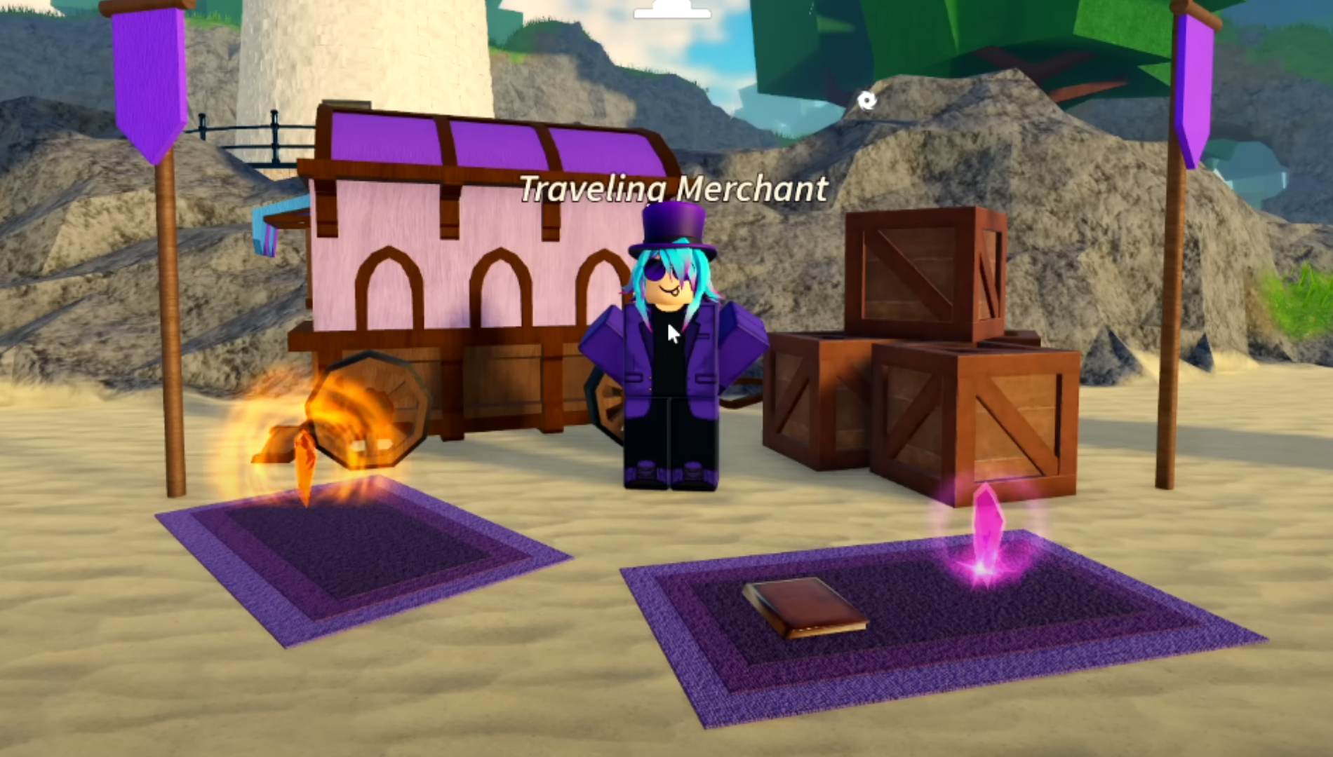 Here's what the Traveling Merchant looks like (Image via Prospecting! | Roblox)