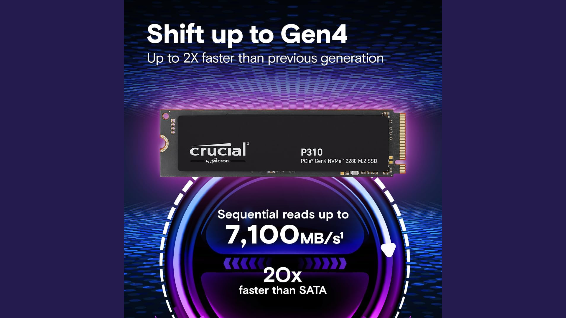 An image of Crucial P310 4 TB SSD without heatsink