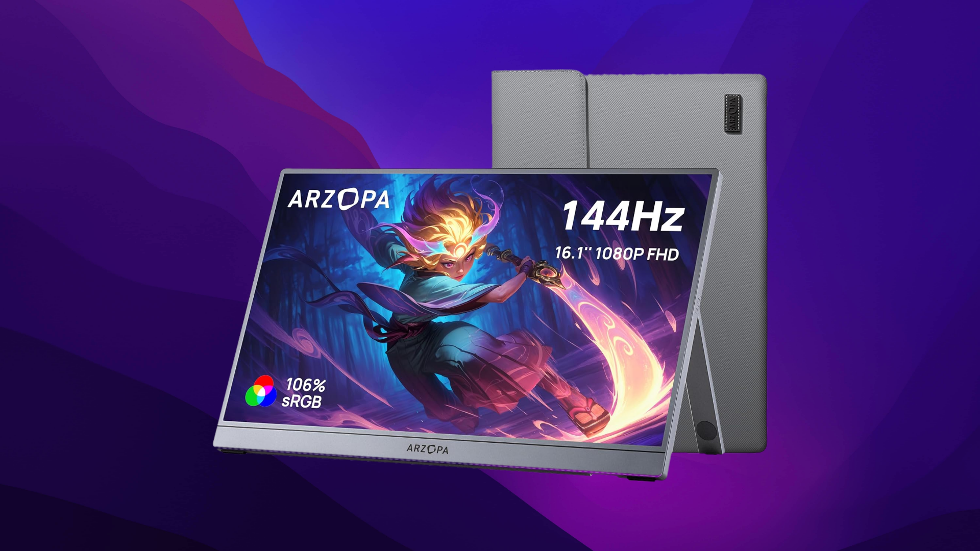An image of Arzopa 144 Hz portable gaming monitor