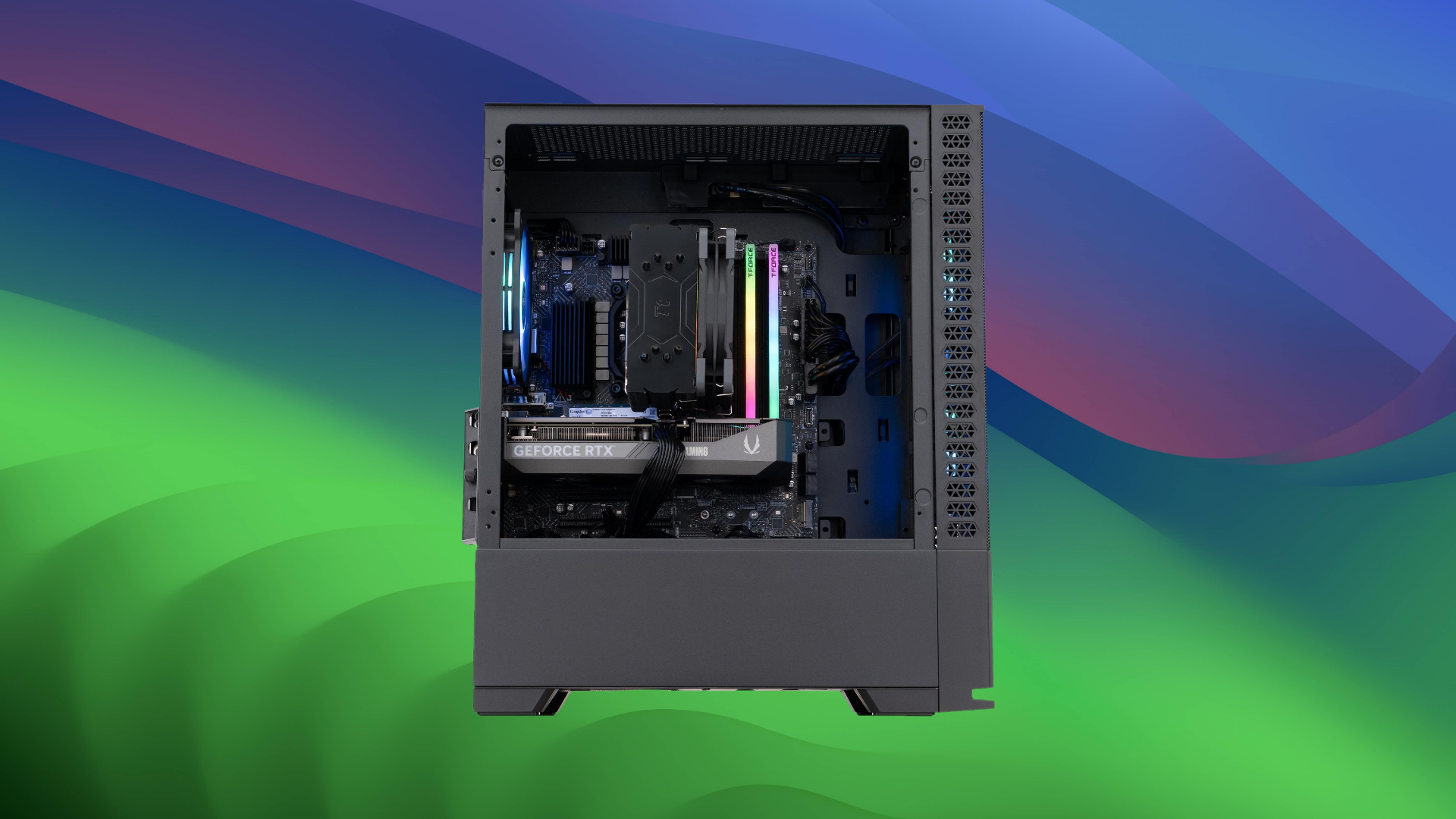 An image of ABS Cyclone Aqua gaming PC (side)