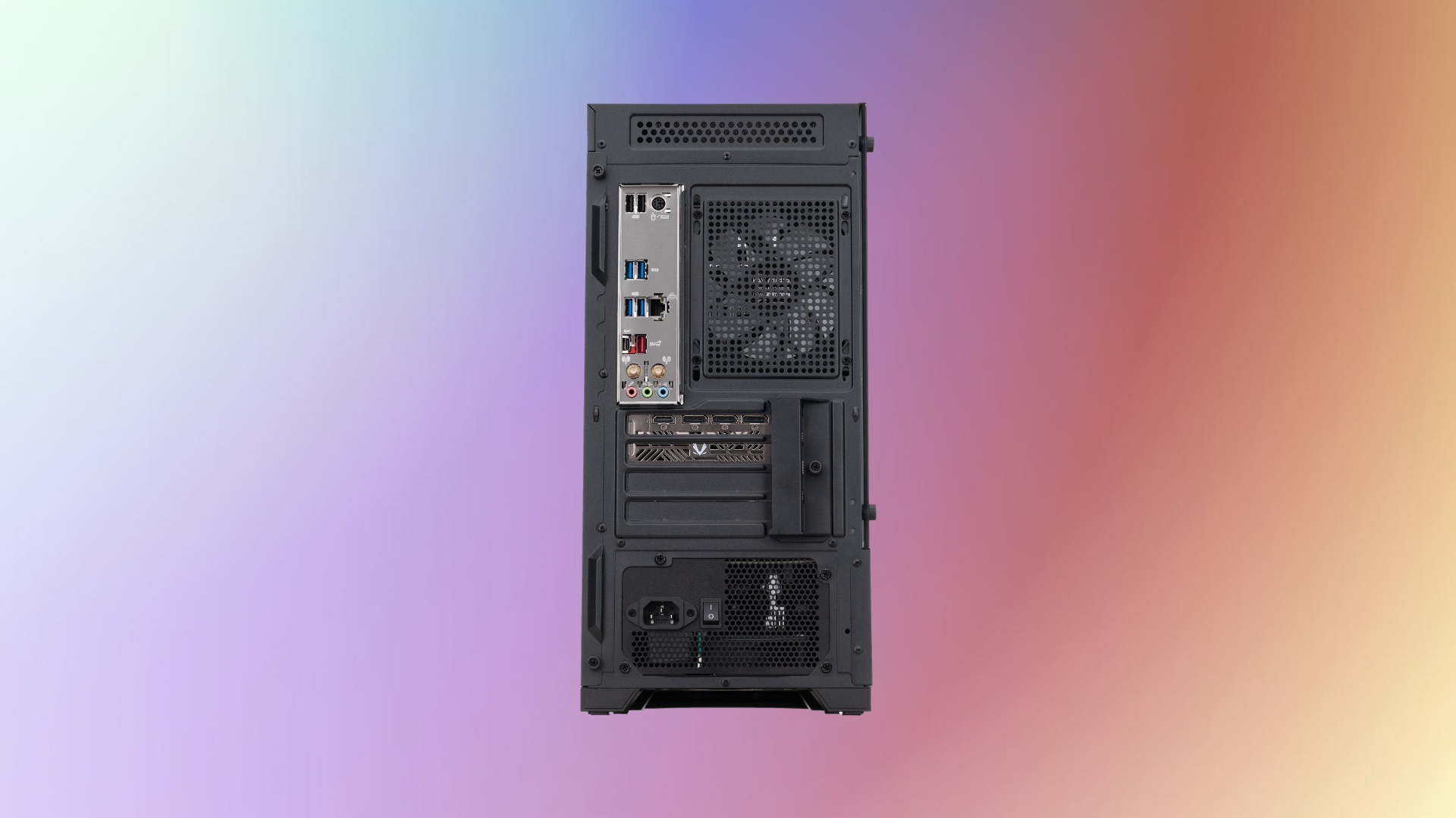 An image of ABS Cyclone Aqua gaming PC (rear)