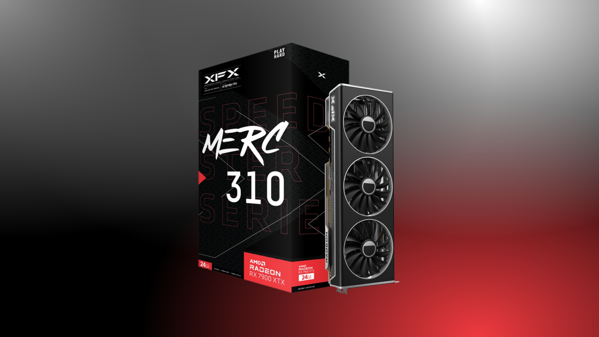 An image of XFX Speedster RX 7900XTX GPU with its box