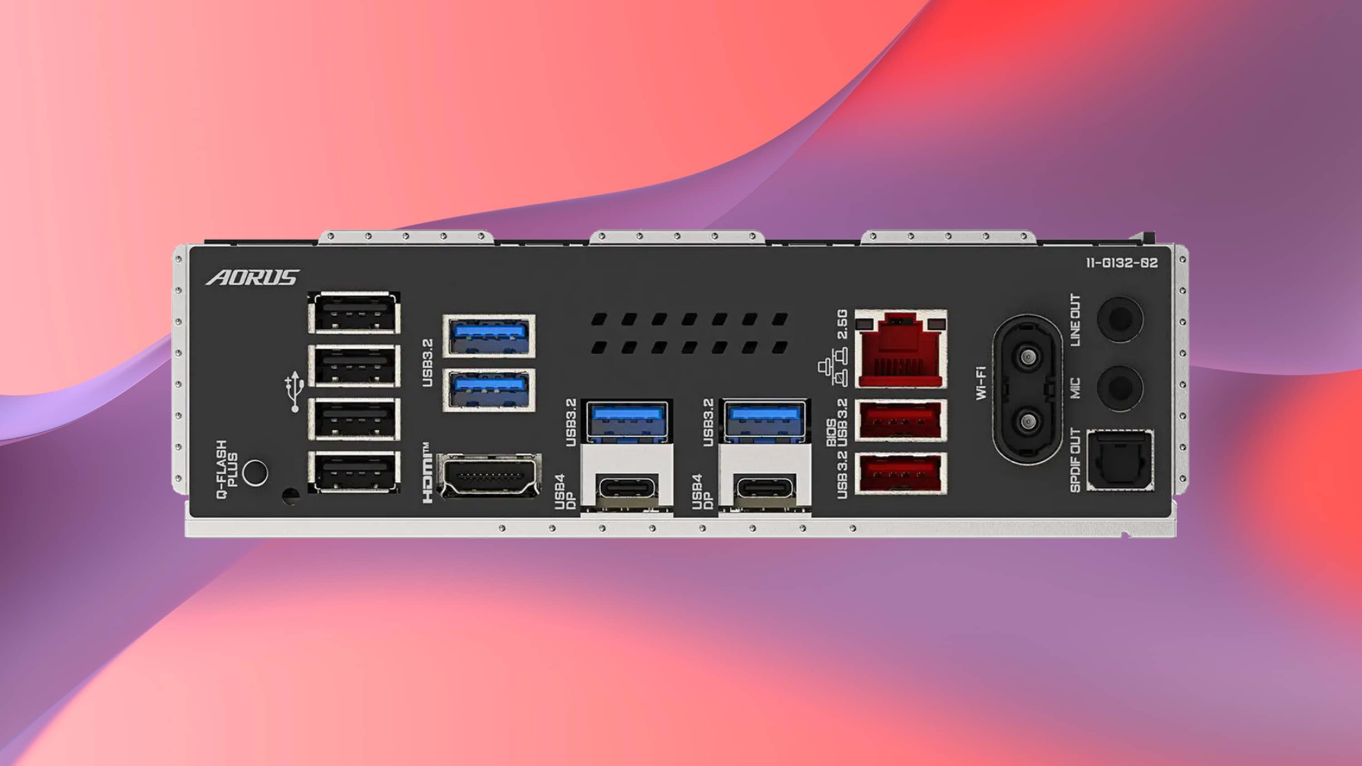 An image of Gigabyte X870E Aorus Elite motherboard's ports