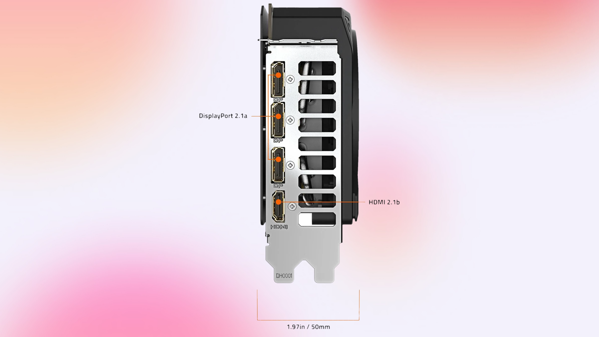 An image of Gigabyte WindForce RTX 5070 Ti's width and ports