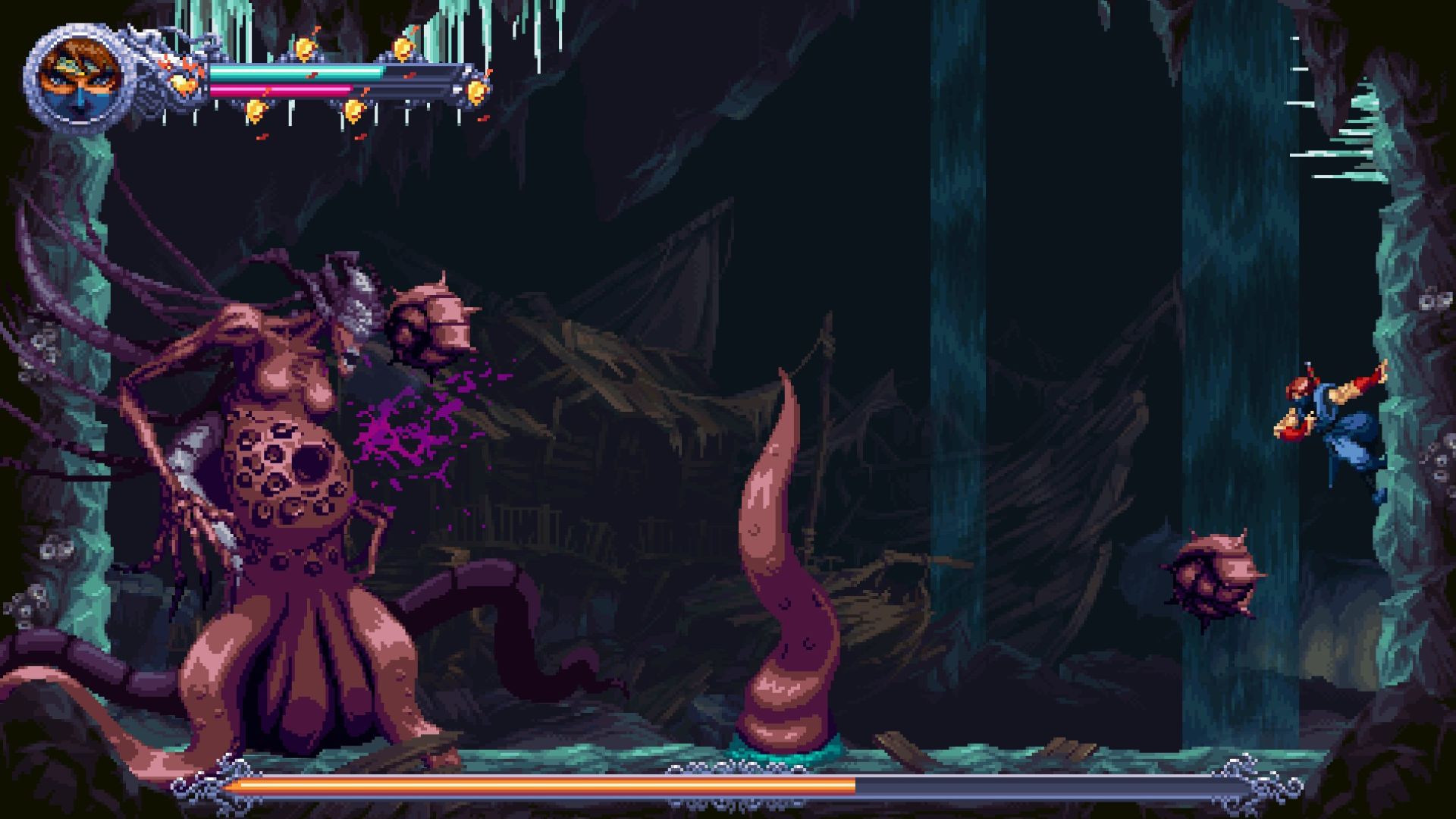 The boss uses multiple attacks (Source: Dotemu)