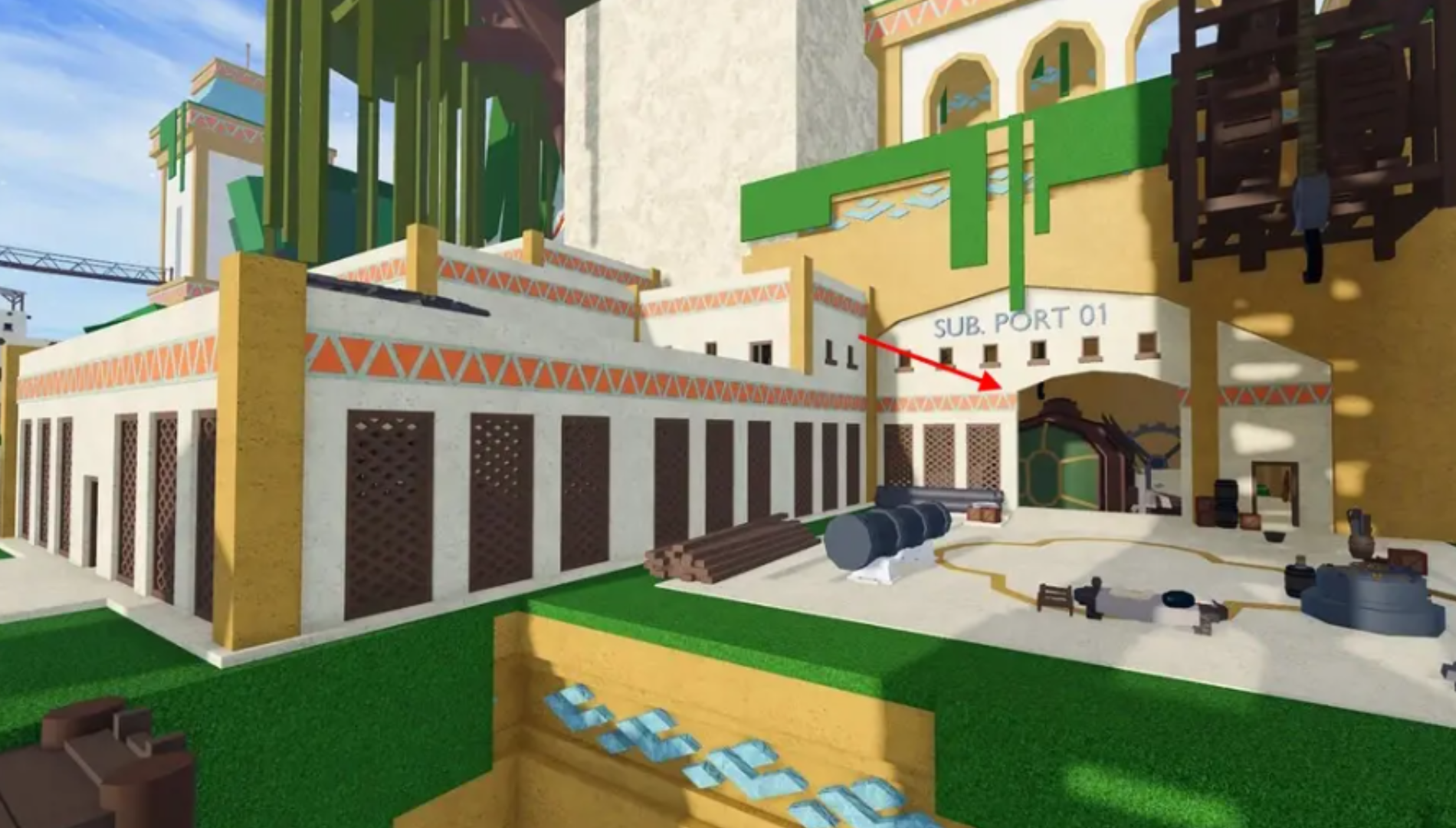 Find the Sub Port 01 in the game (Image via Roblox Corporation)