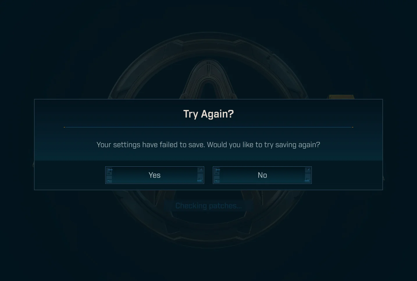 Picture of the "Your settings have failed to save" error