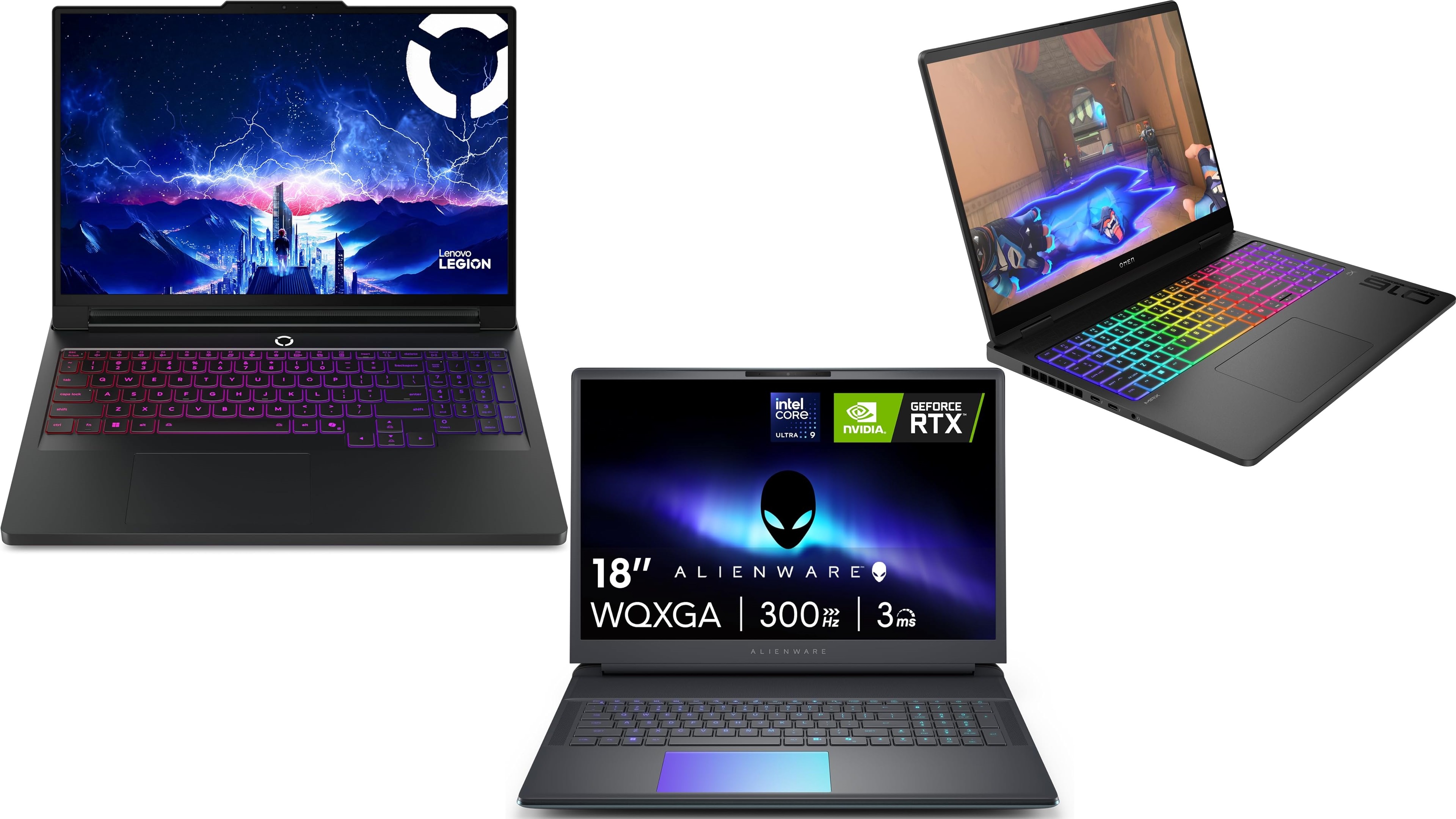 Picture of a collection of high-end gaming laptops