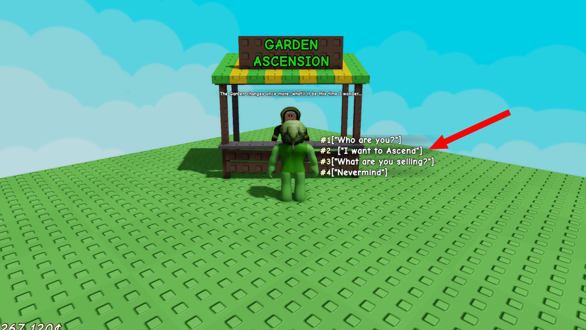 Ascend to get Garden Coins (Image via Roblox Corporation)