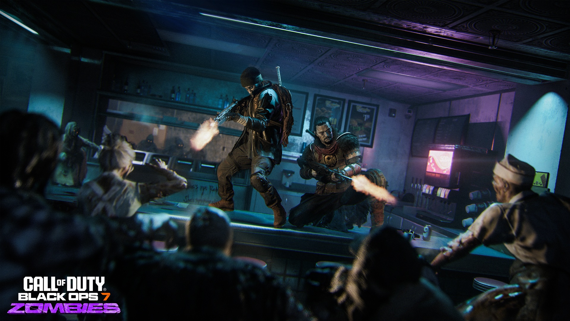 Two Operators with guns in Black Ops 7 Zombies