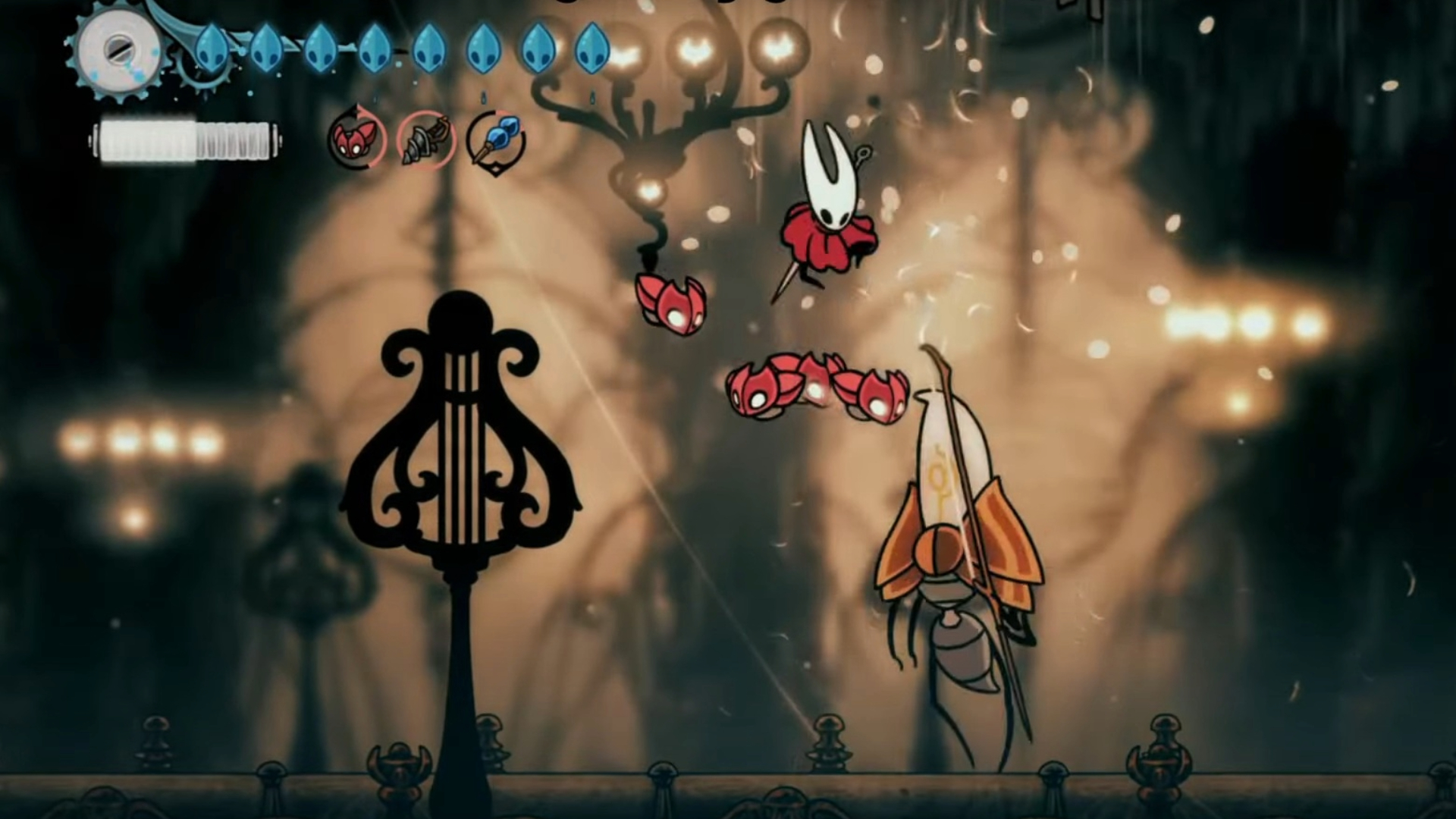 Blue Masks in the HP bar indicates that infinite health regen is active