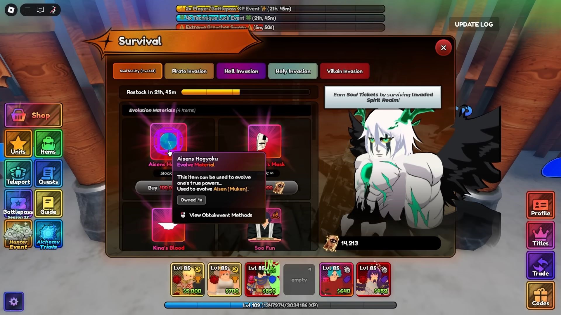 Buying Aisens Hogyoku (Image via Roblox Corporation)