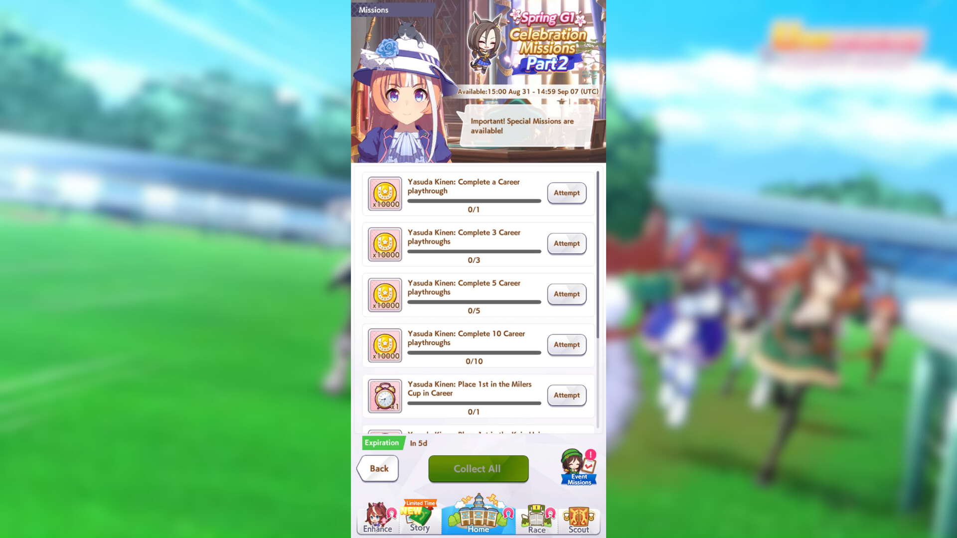 Complete the Yasuda Kinen missions in Umamusume Pretty Derby (Image via Cygames Inc.)