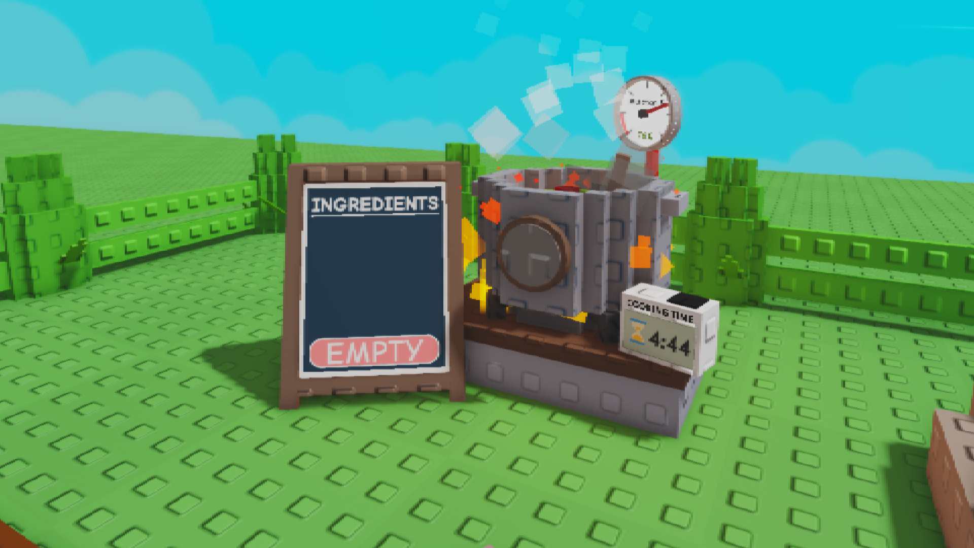 Cook food using the Cooking Kit (Image via Roblox Corporation)
