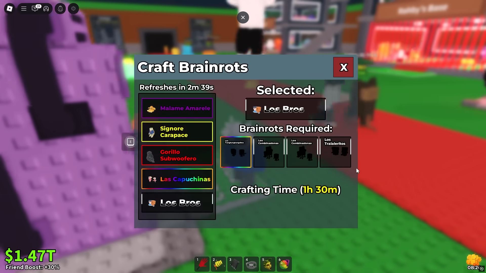 Crafting Los Bros (Image via Roblox Corporation)