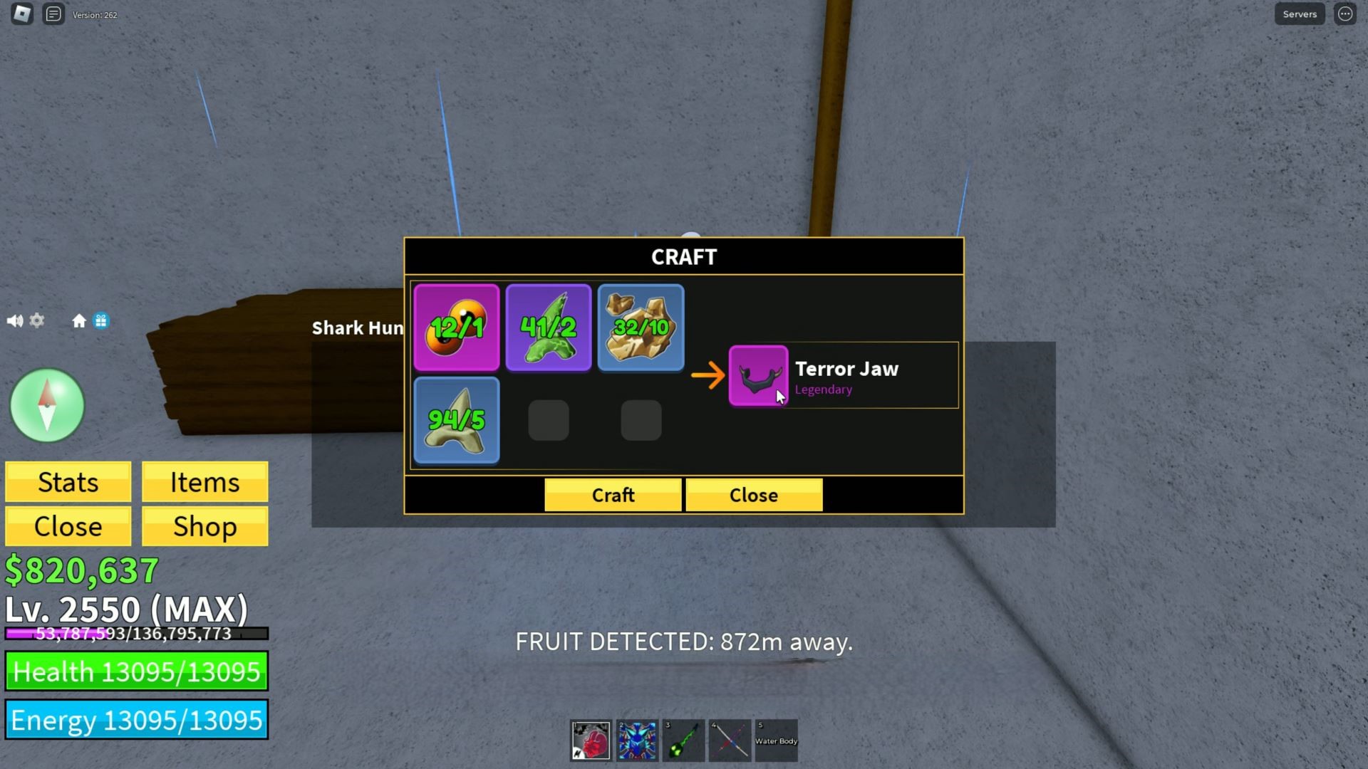 Crafting Terror Jaw (Image via Roblox Corporation)