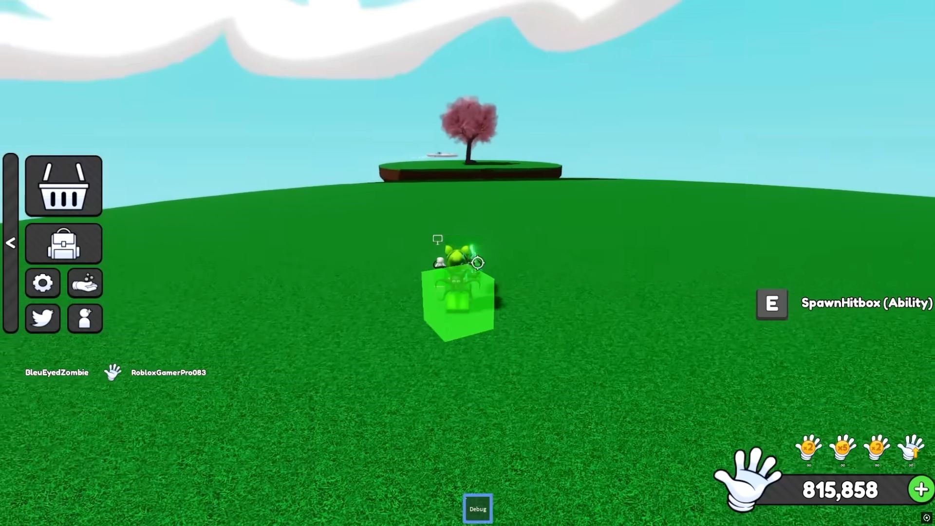 Debug Glove Ability hitbox (Image via Roblox Corporation)